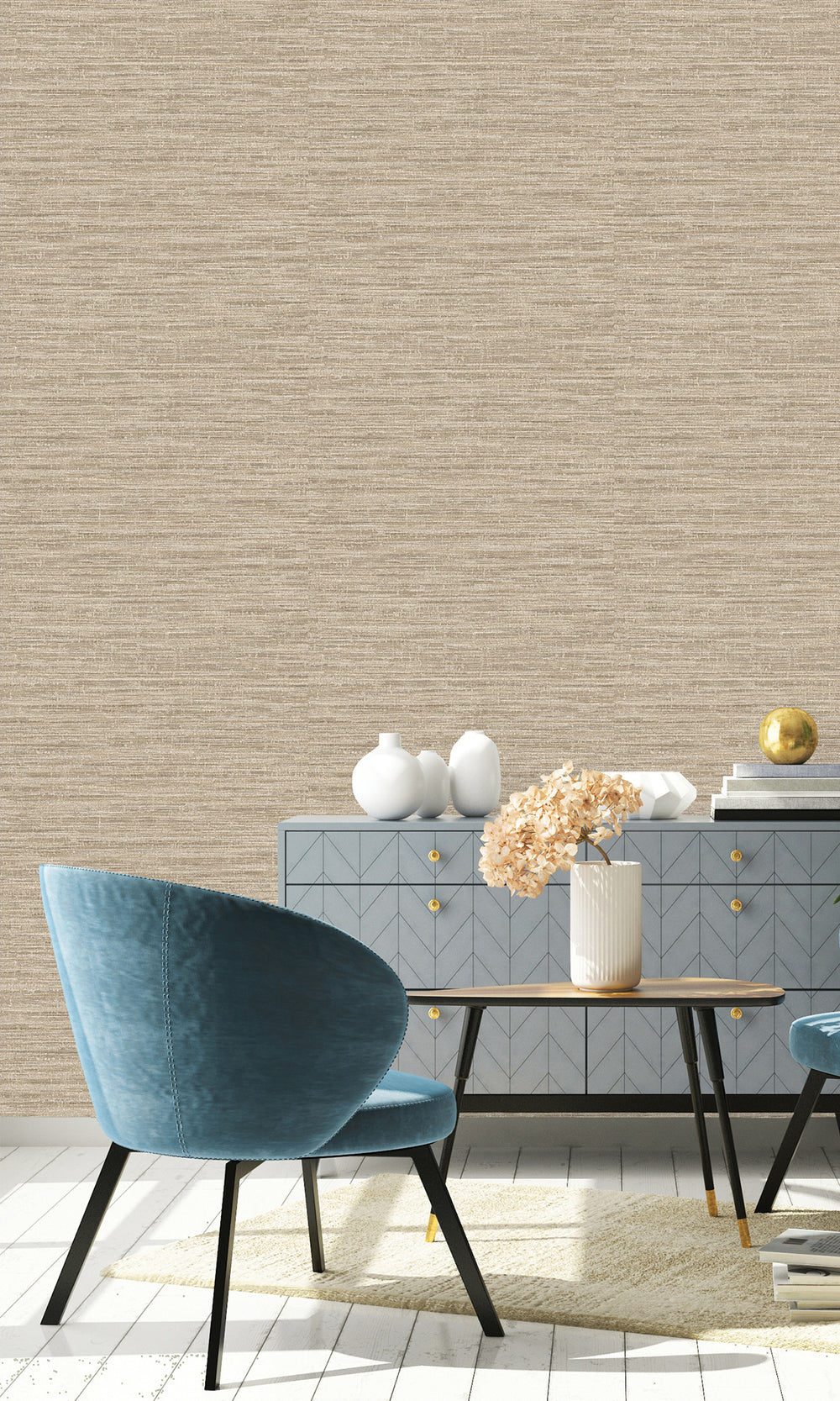 Taupe Handwoven Weave Textured Wallpaper R9713