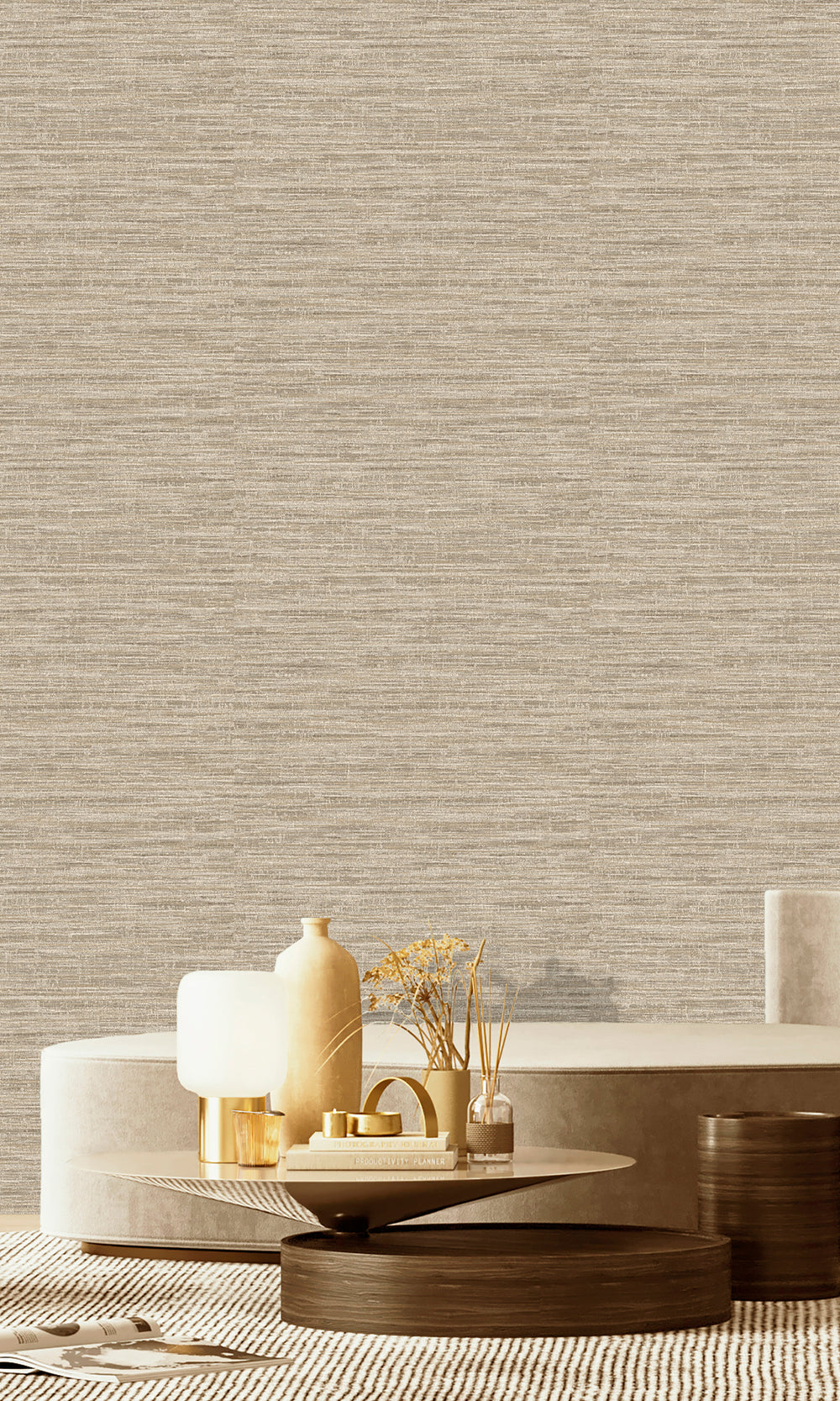 Taupe Handwoven Weave Textured Wallpaper R9713
