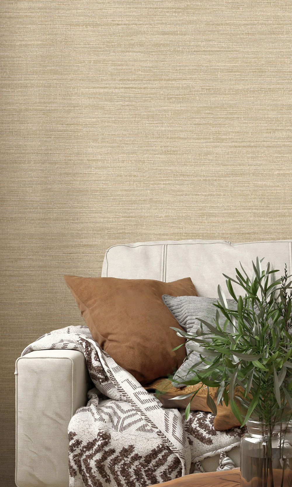 Cream Handwoven Weave Textured Wallpaper R9714
