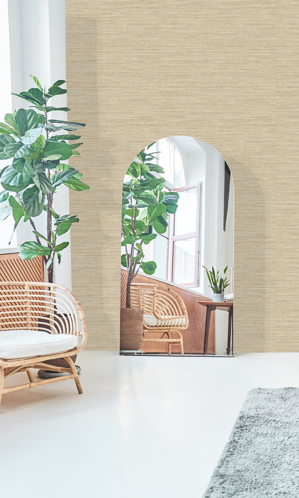 Cream Handwoven Weave Textured Wallpaper R9714