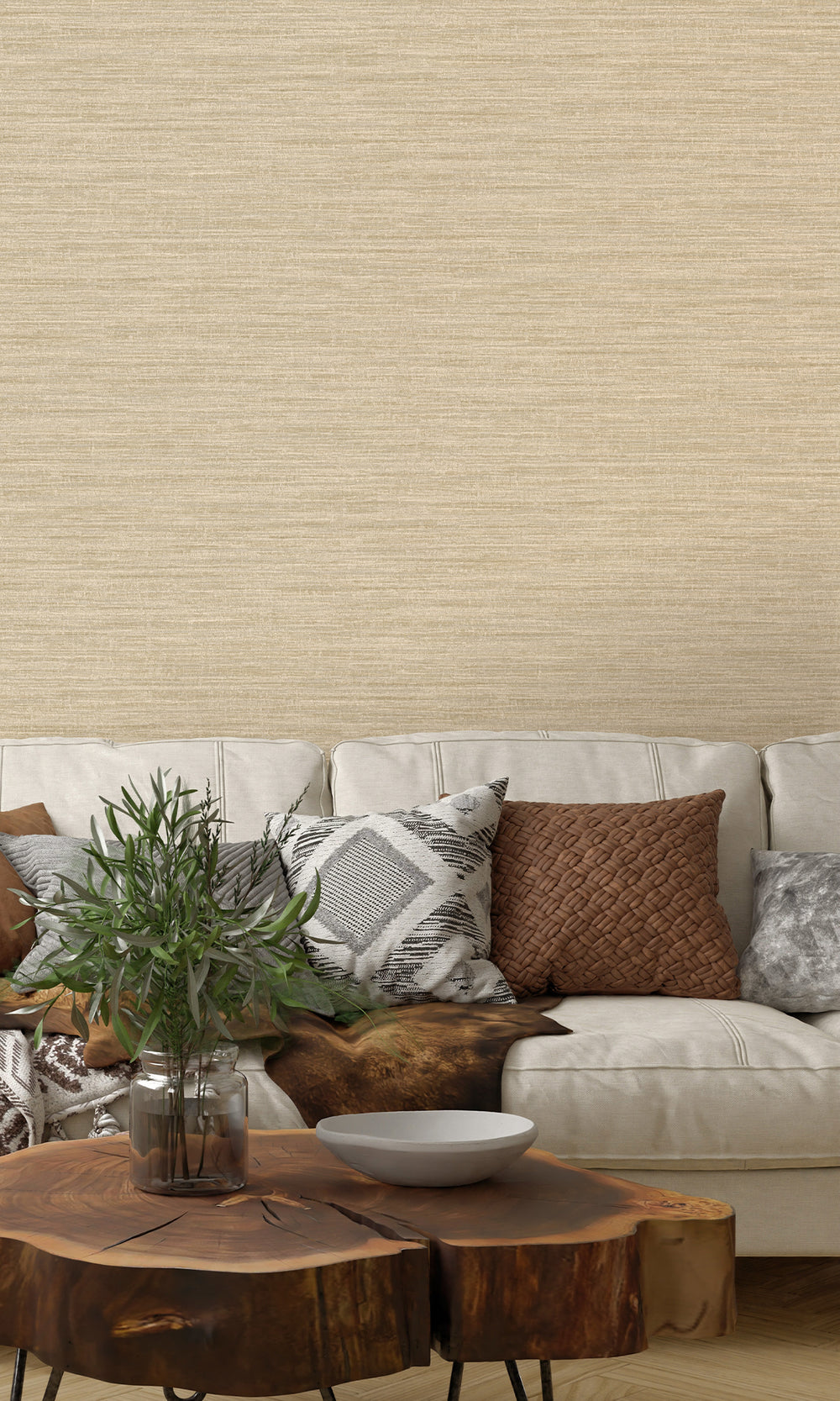 Cream Handwoven Weave Textured Wallpaper R9714