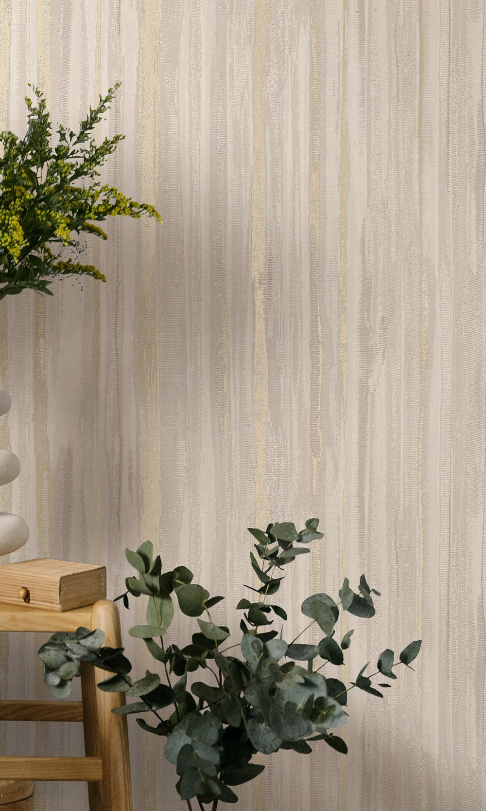 Dove Striking Textured Striped Wallpaper R9716