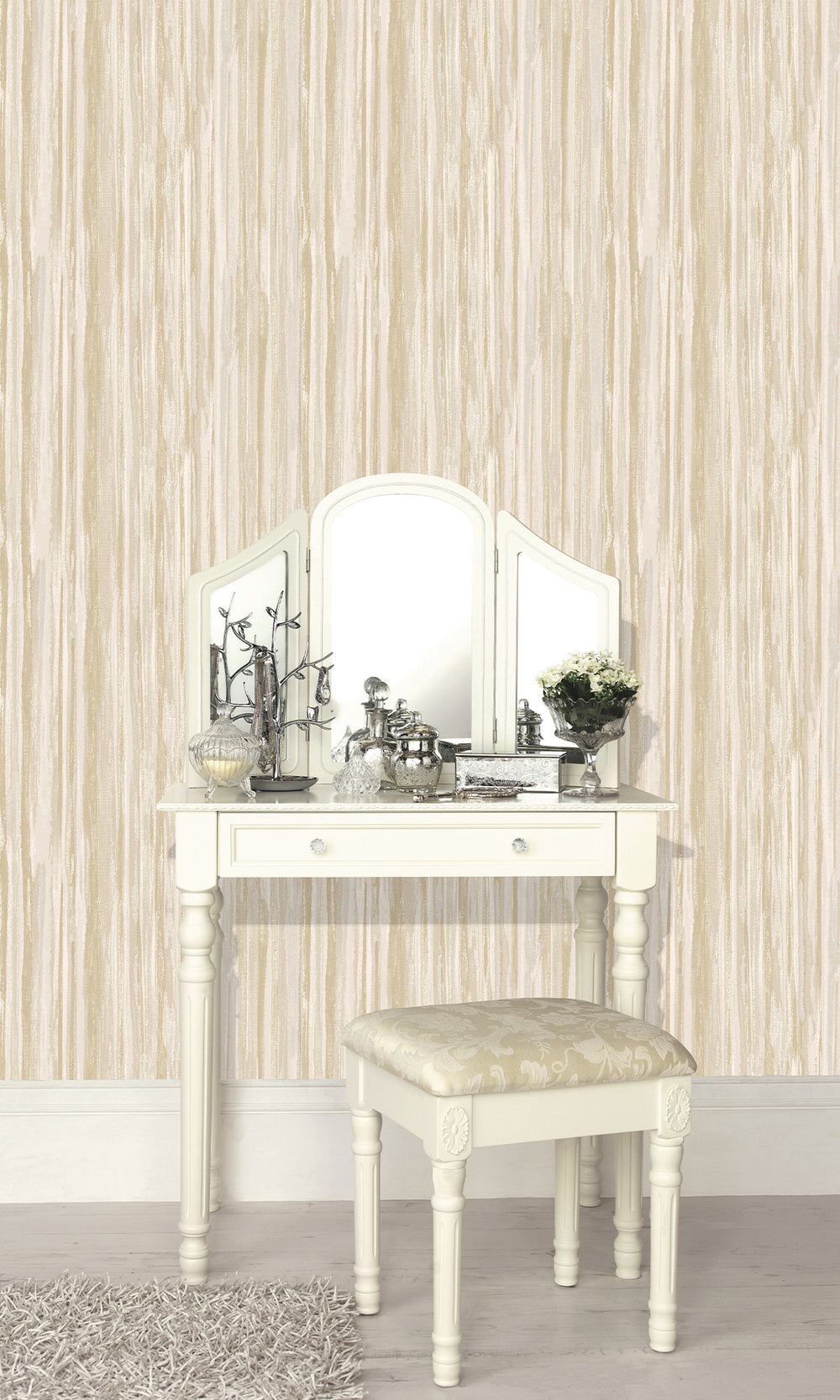 Cream Striking Textured Striped Wallpaper R9717
