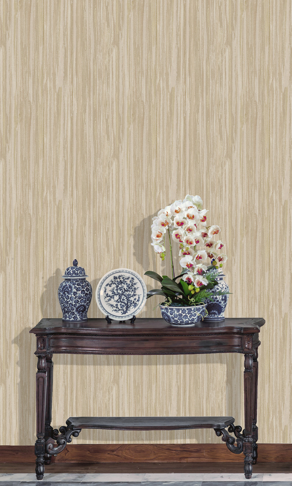 Taupe Striking Textured Striped Wallpaper R9718