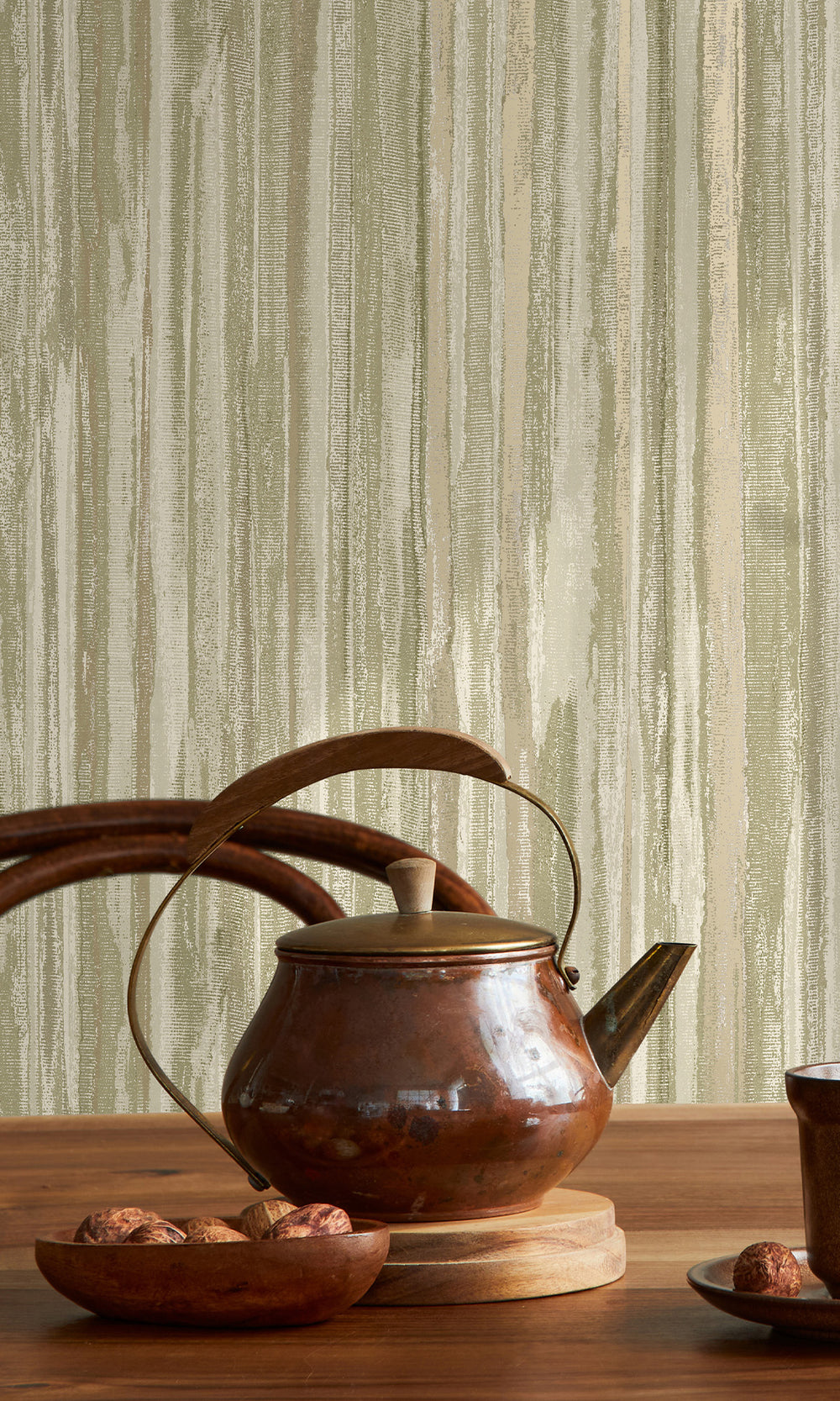 Sage Striking Textured Striped Wallpaper R9719