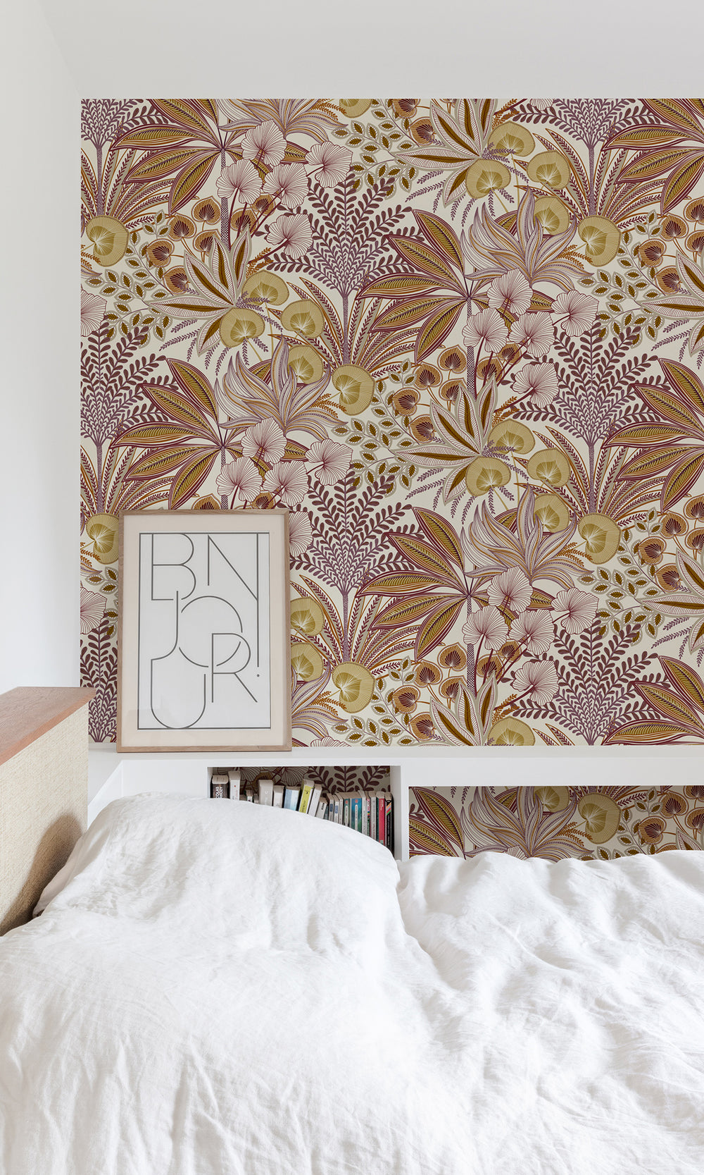 Lotus Tropical Ferns and Flowers Wallpaper R9726
