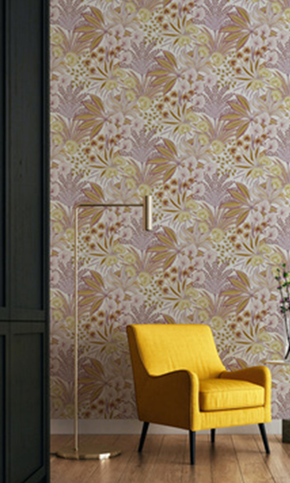Lotus Tropical Ferns and Flowers Wallpaper R9726
