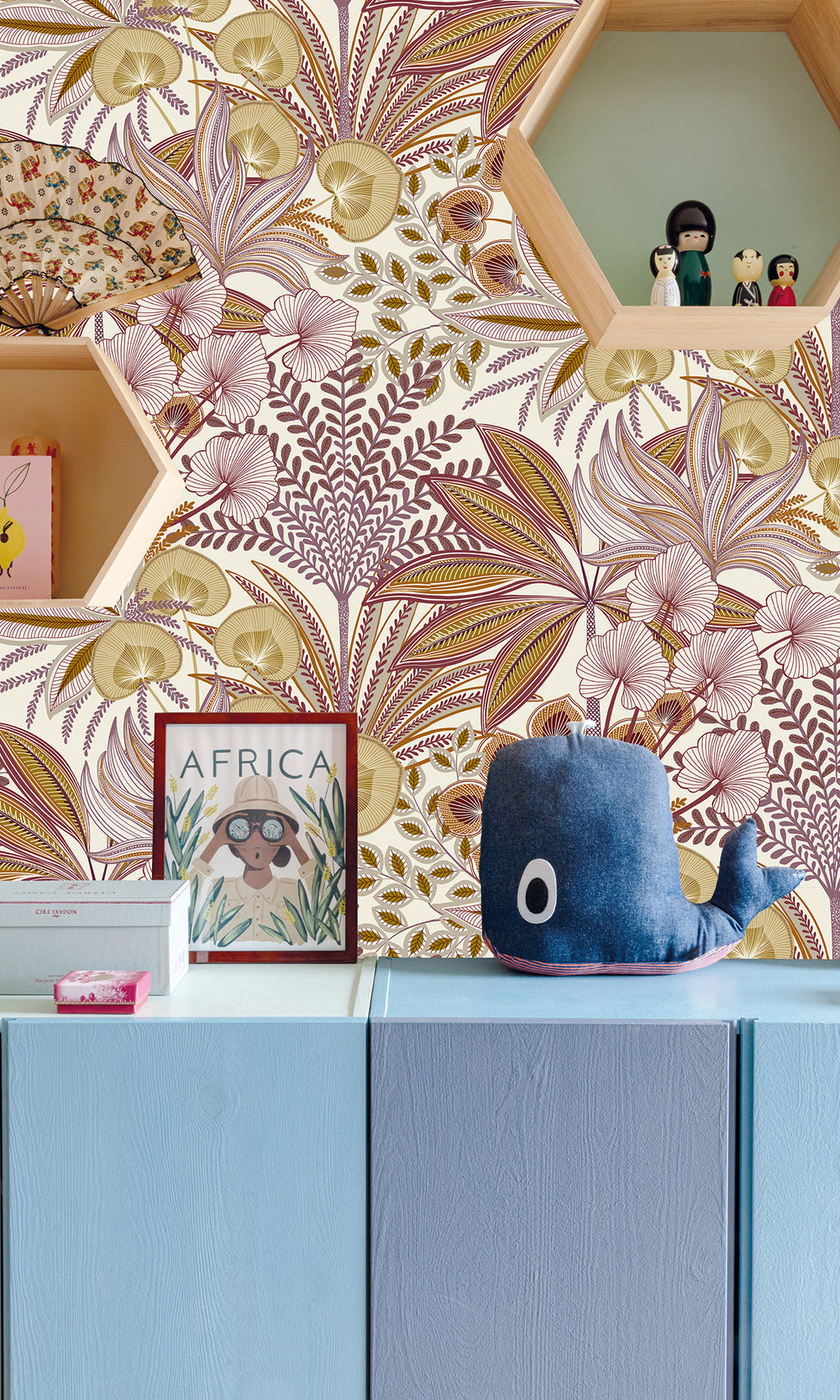 Lotus Tropical Ferns and Flowers Wallpaper R9726