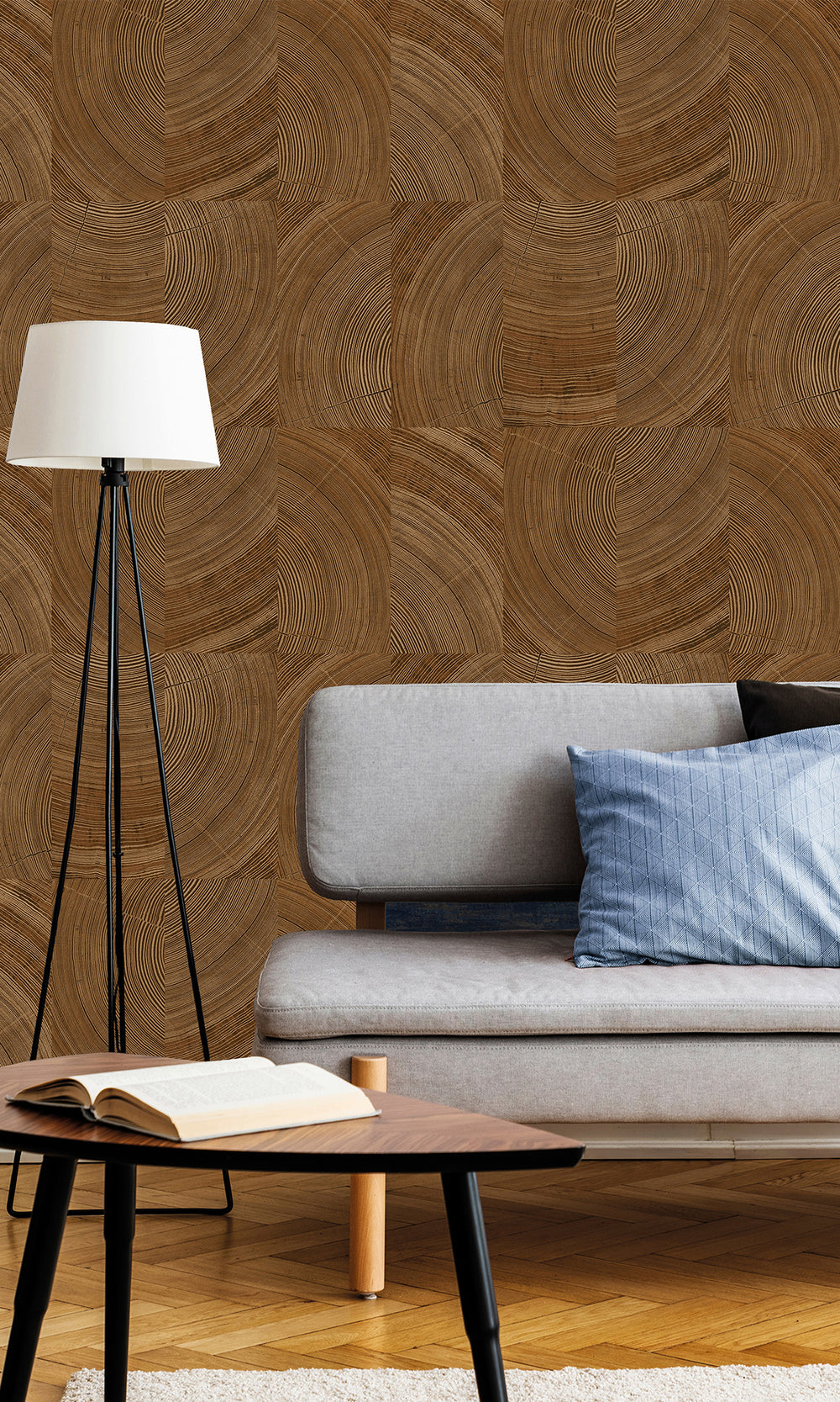 Dallas Collaged Tree Cross Section Wallpaper R9728