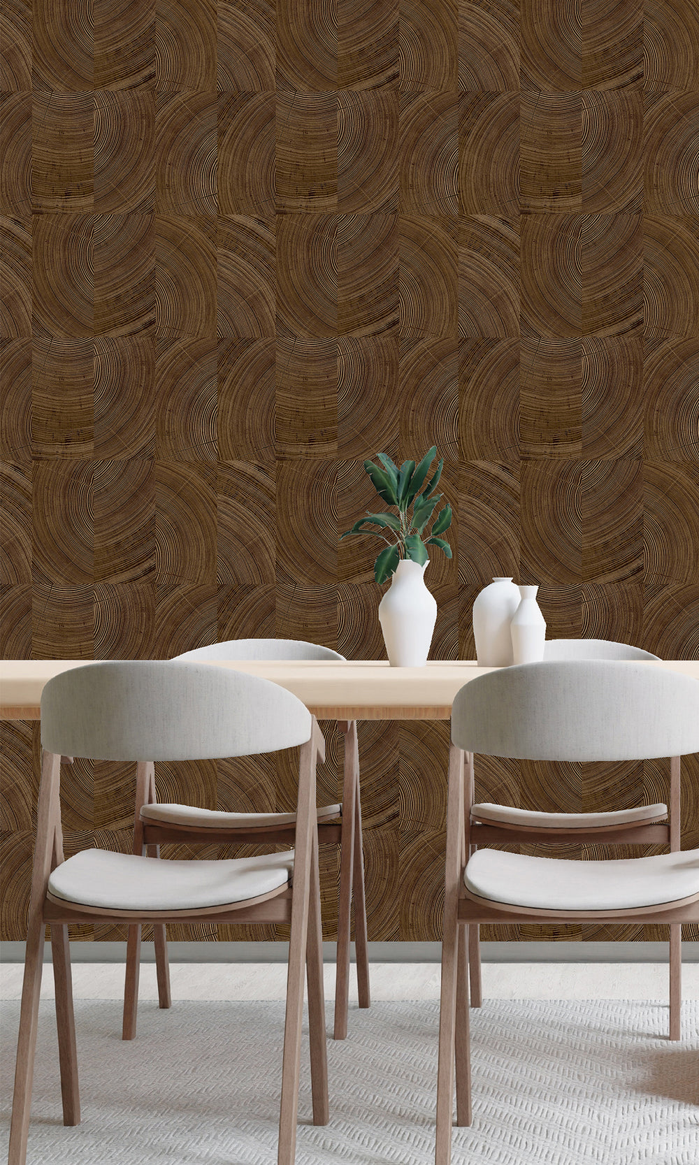 Metallic Bronze Collaged Tree Cross Section Wallpaper R9730