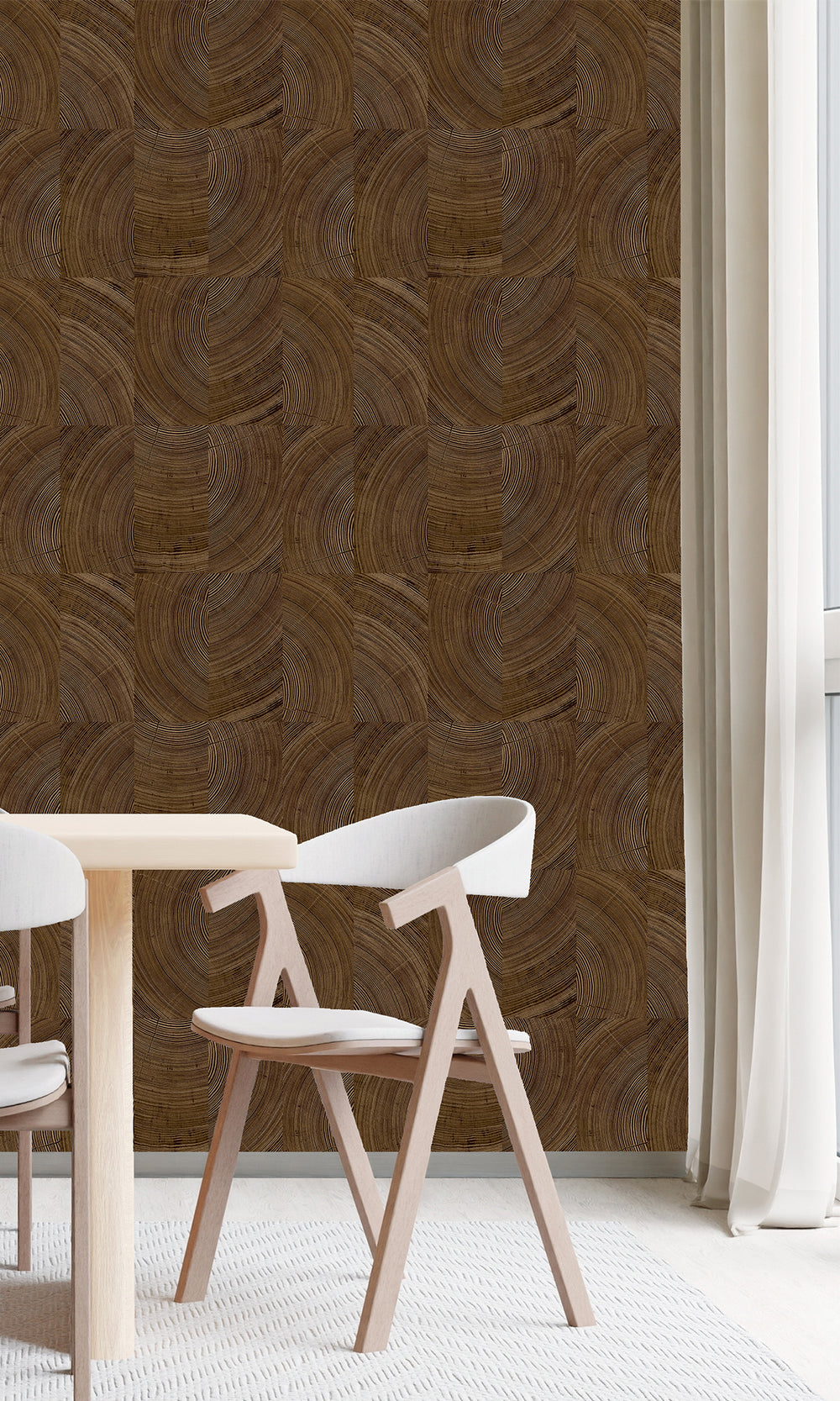 Metallic Bronze Collaged Tree Cross Section Wallpaper R9730