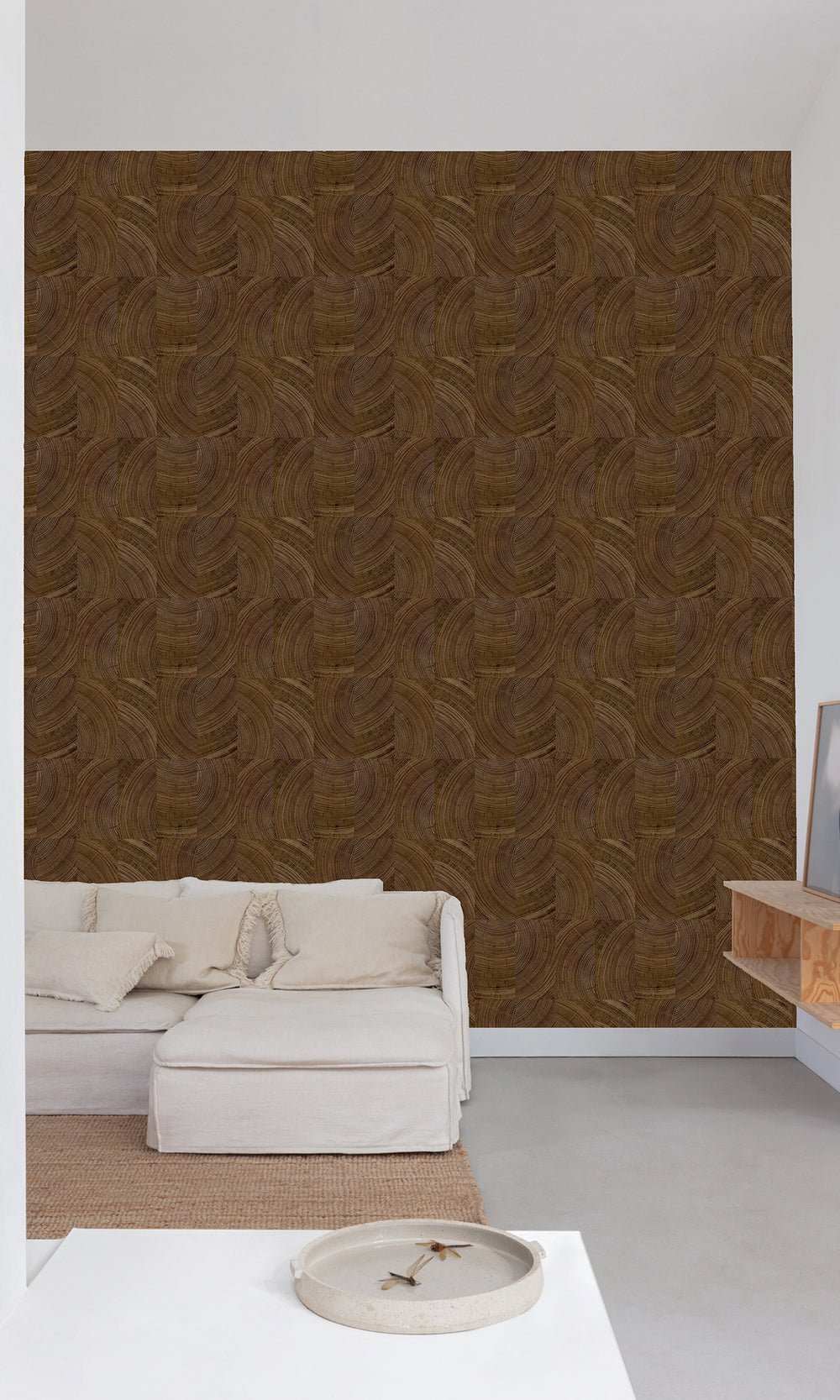 Metallic Bronze Collaged Tree Cross Section Wallpaper R9730