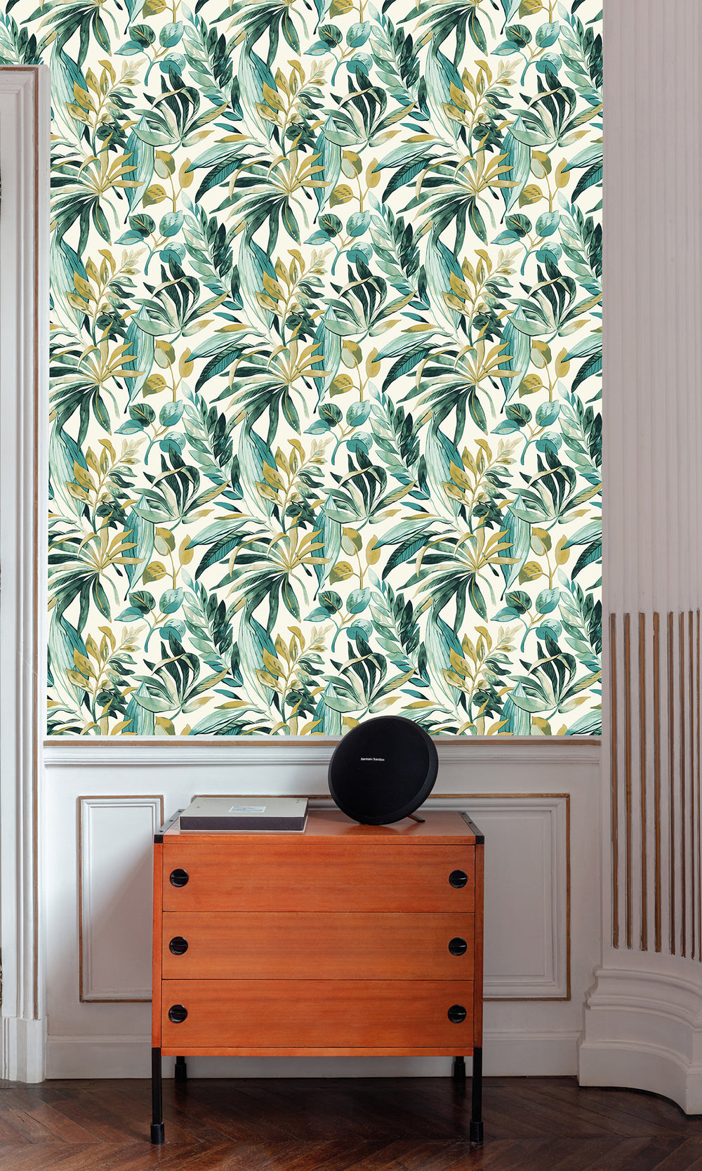 Mineral Green/Ecru Branch/ Leaves Motives Wallpaper R9731
