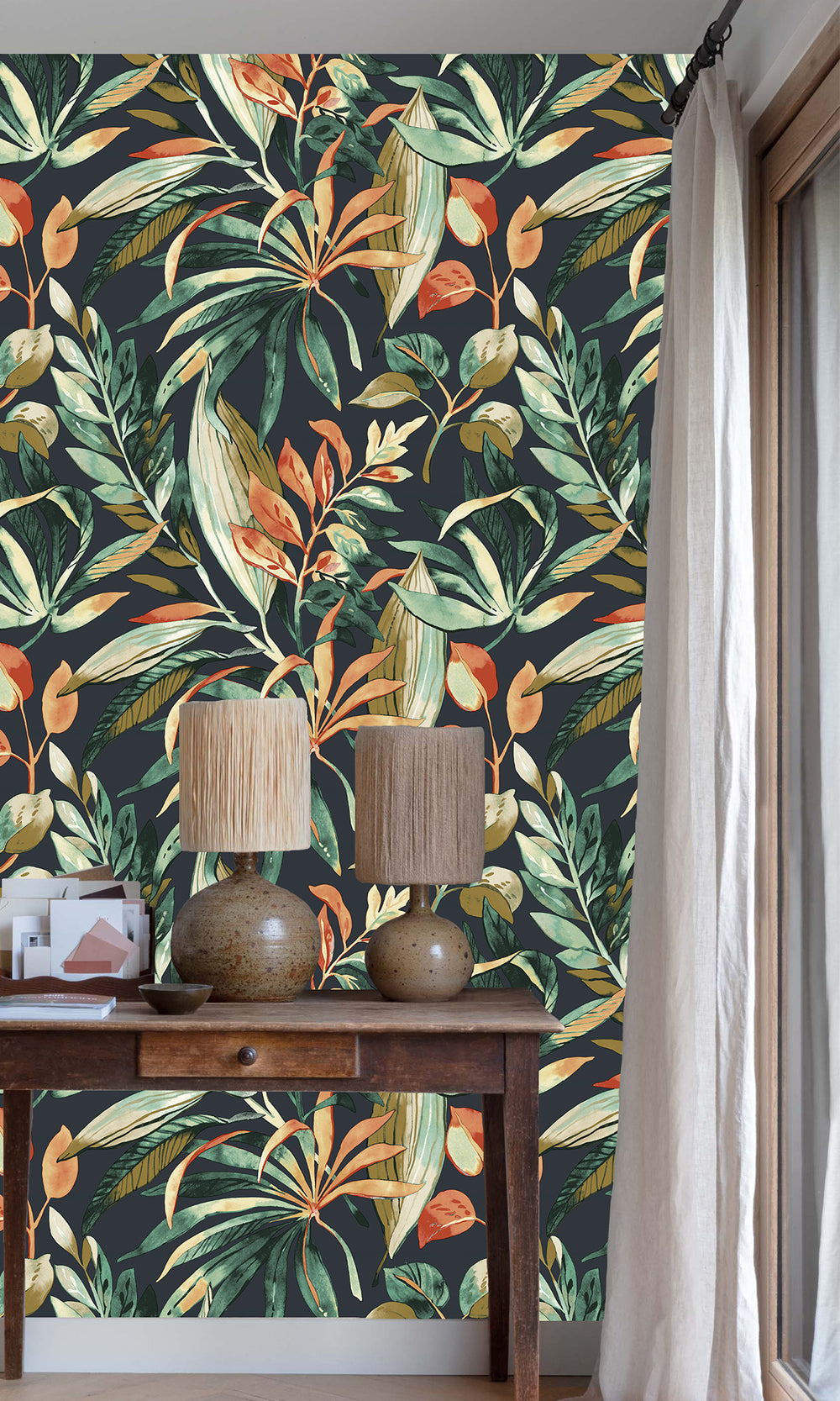 Cofferfield/Charcoal Branch/ Leaves Motives Wallpaper R9732