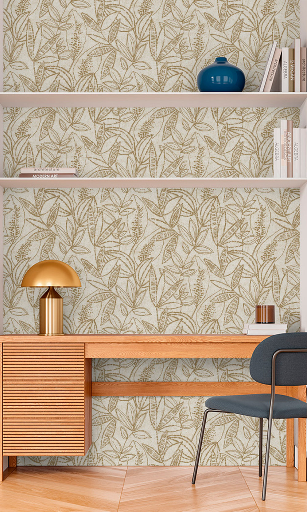 Pearl Bush All-over Print of Branches/Leaves Wallpaper R9734