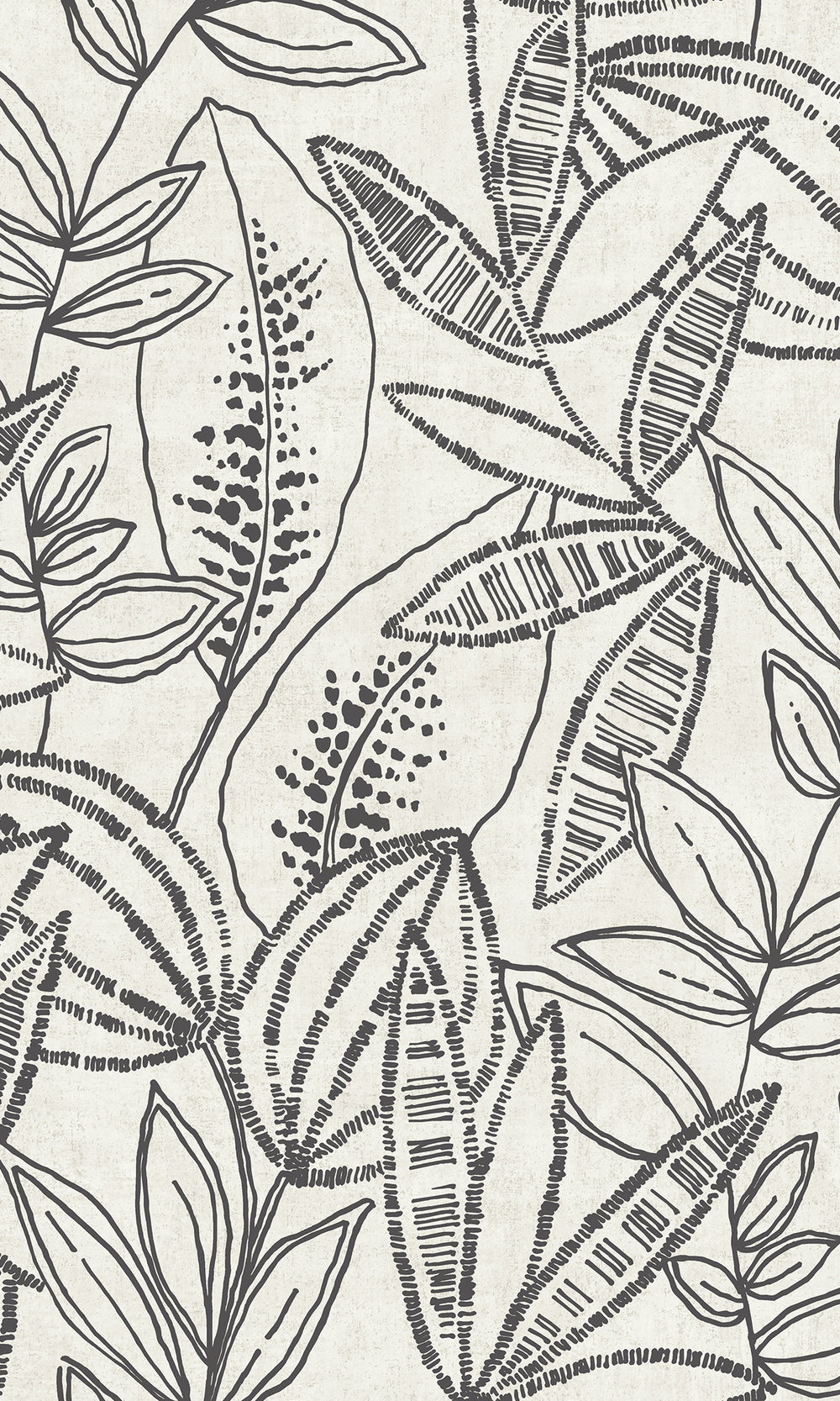White Black All-over Print of Branches/Leaves Wallpaper R9735