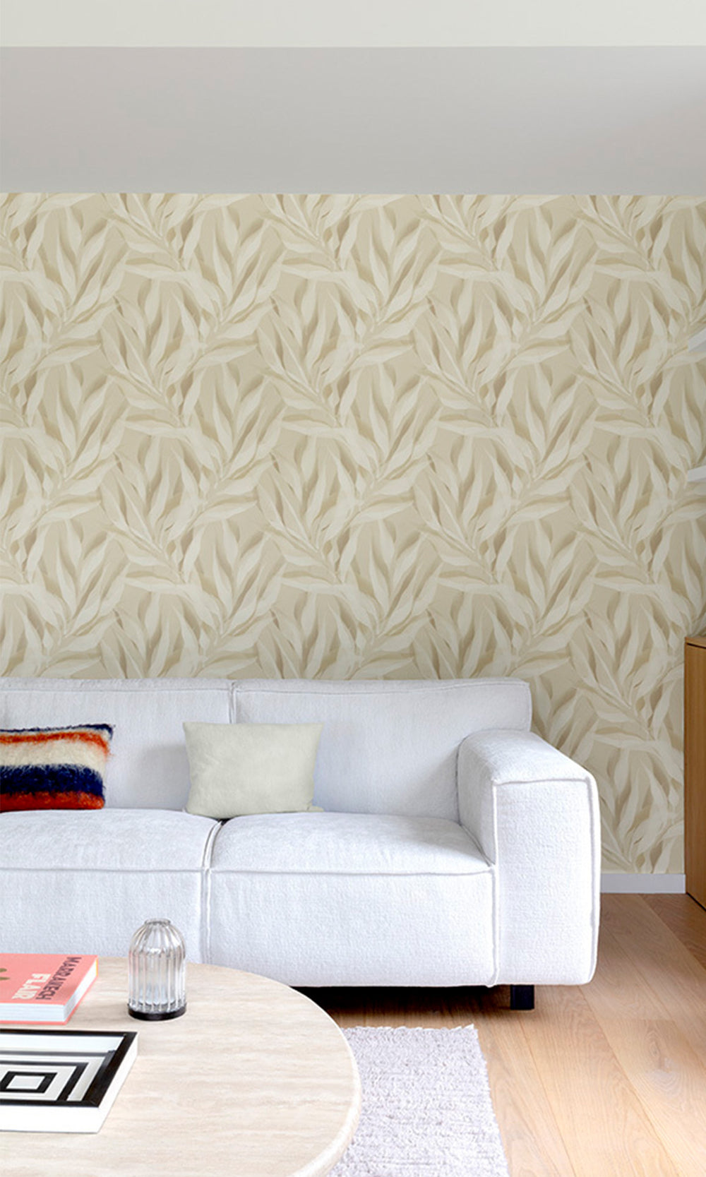Soft Amber Allover Dracaena Leaves Wallpaper R9738