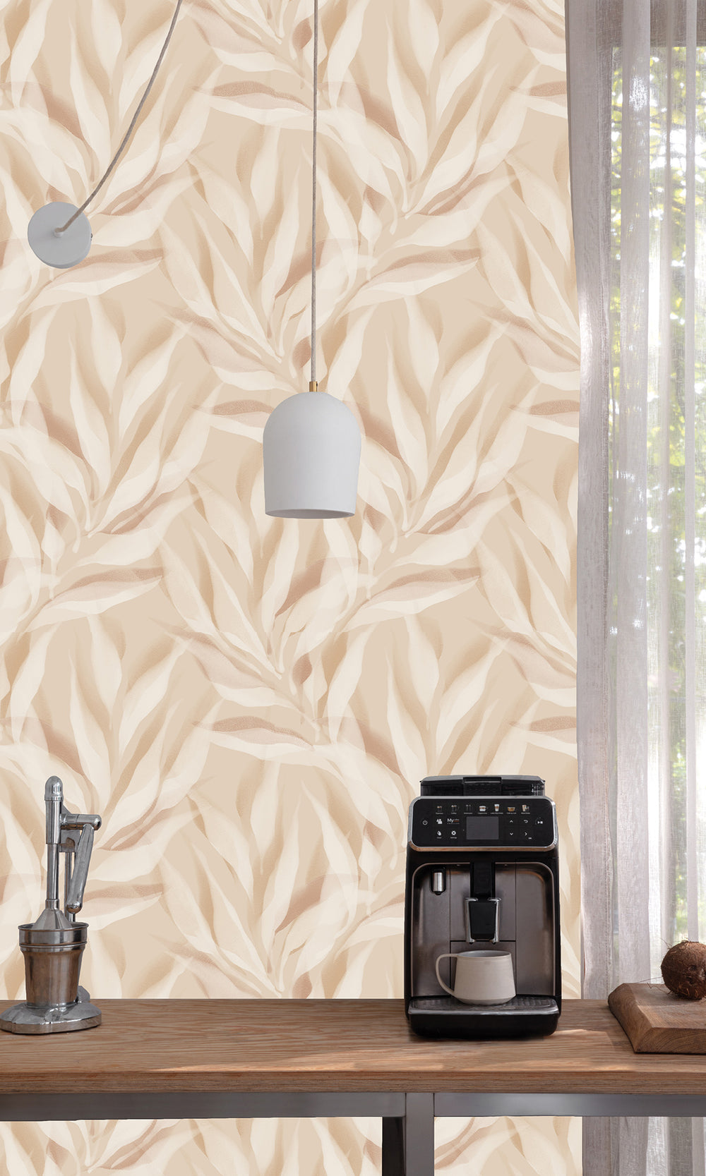 Cameo Allover Dracaena Leaves Wallpaper R9740