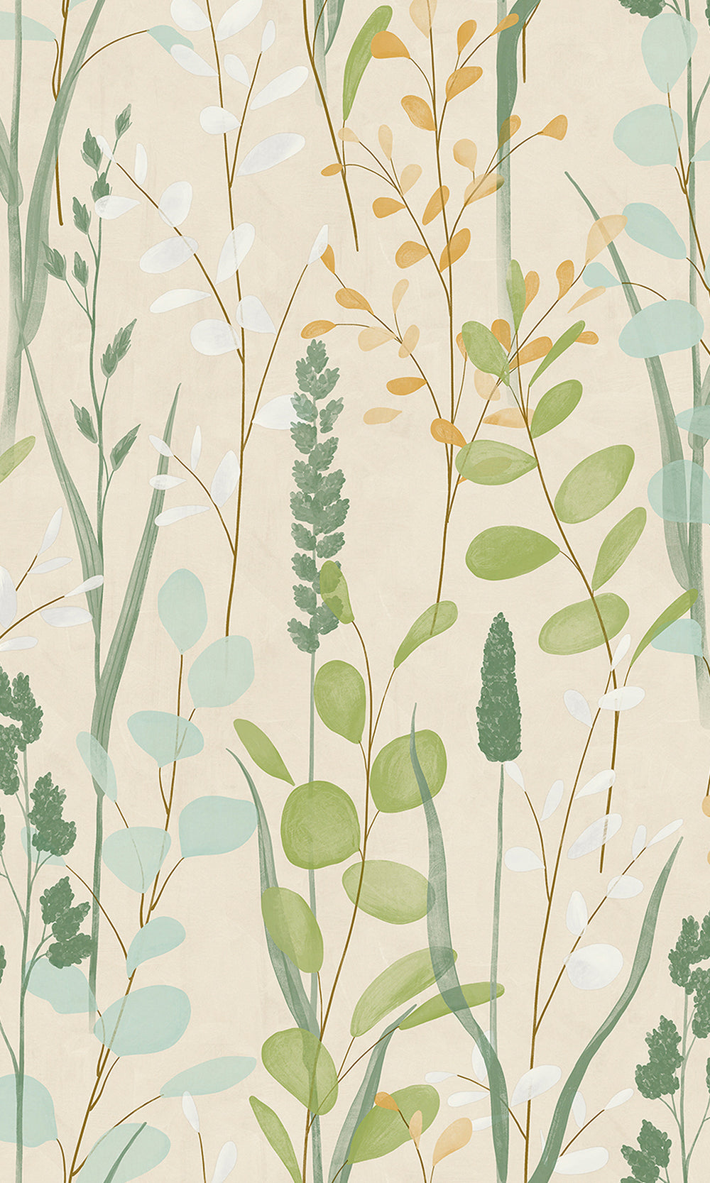 White Rock/Gimblet Leaf Motif Wallpaper R9742