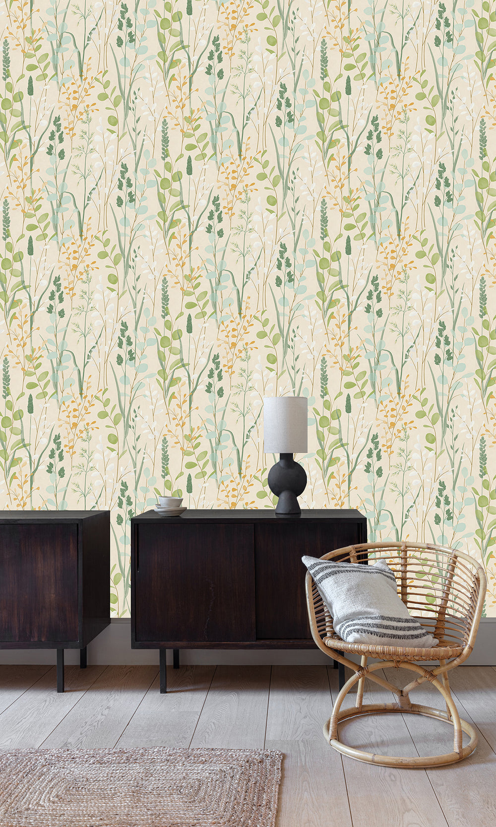 White Rock/Gimblet Leaf Motif Wallpaper R9742