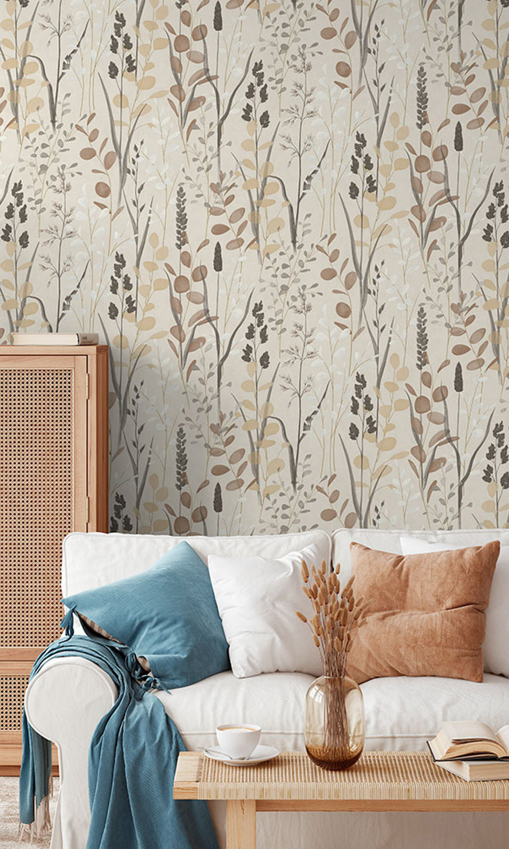 Pearl Bush Leaf Motif Wallpaper R9743