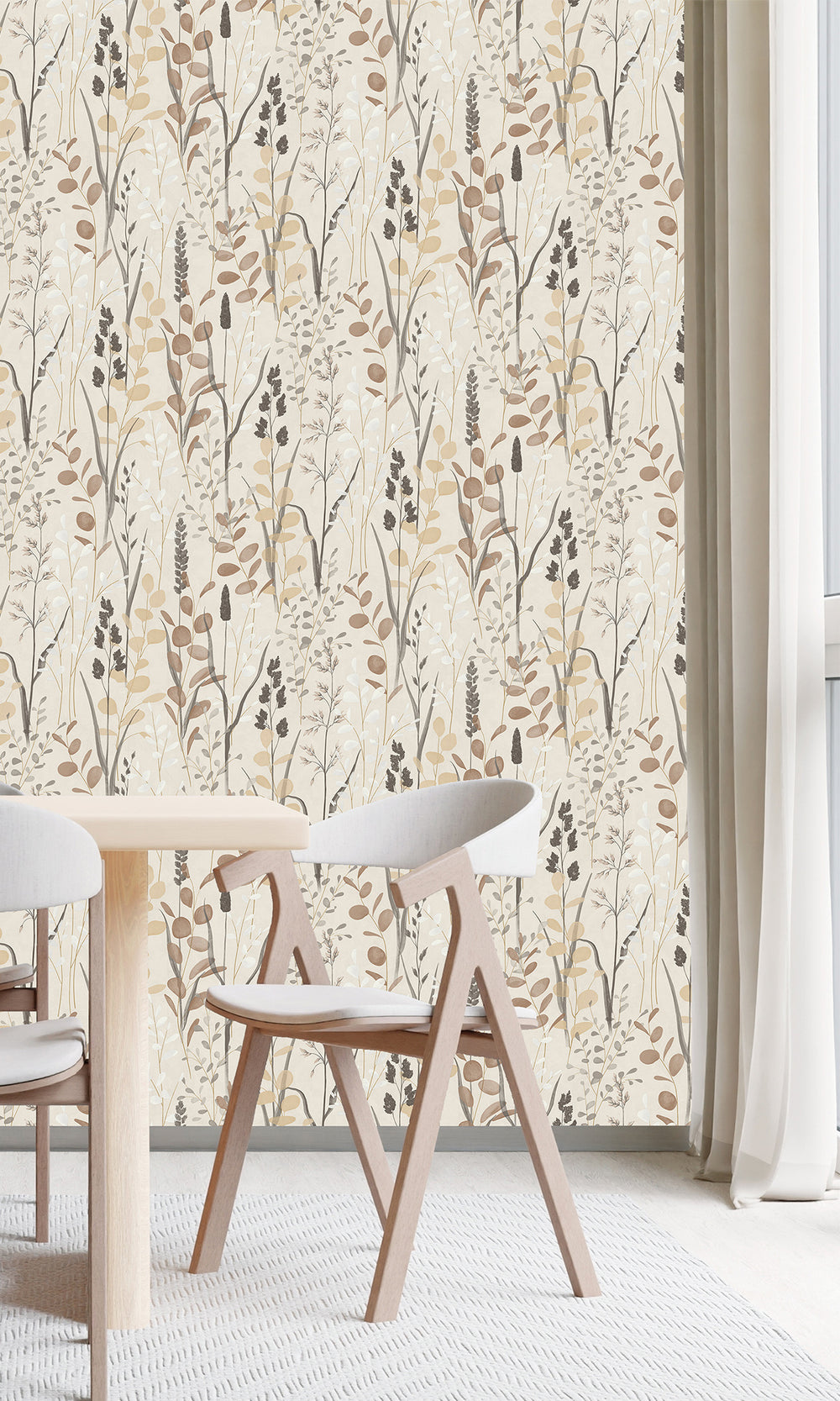 Pearl Bush Leaf Motif Wallpaper R9743