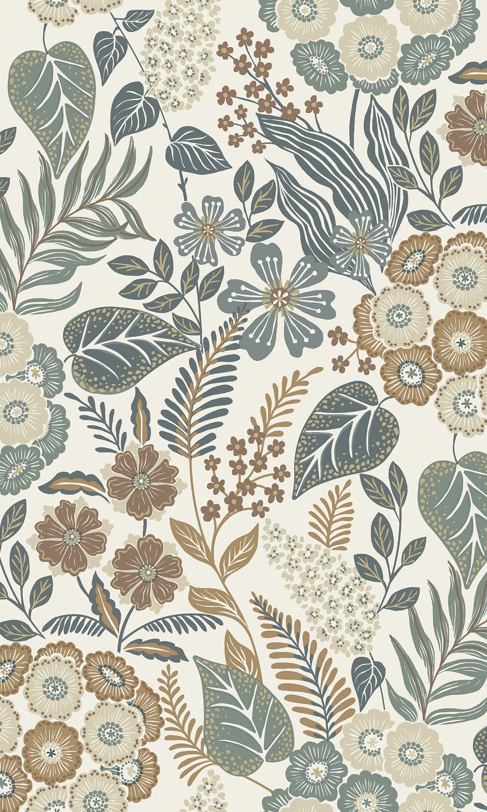 Spring Wood/Sirocco Green Tropical Bouquet Wallpaper R9746