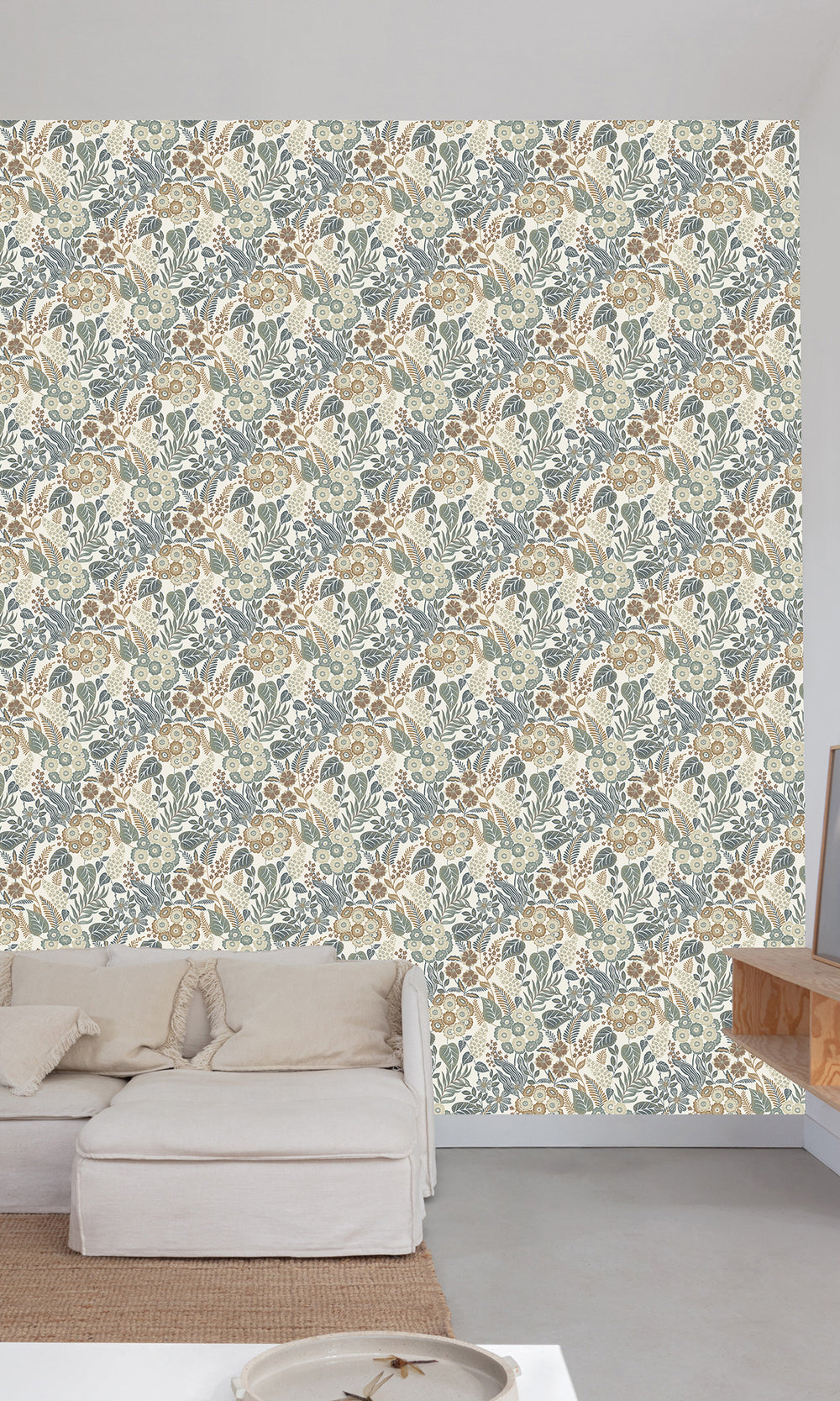 Spring Wood/Sirocco Green Tropical Bouquet Wallpaper R9746