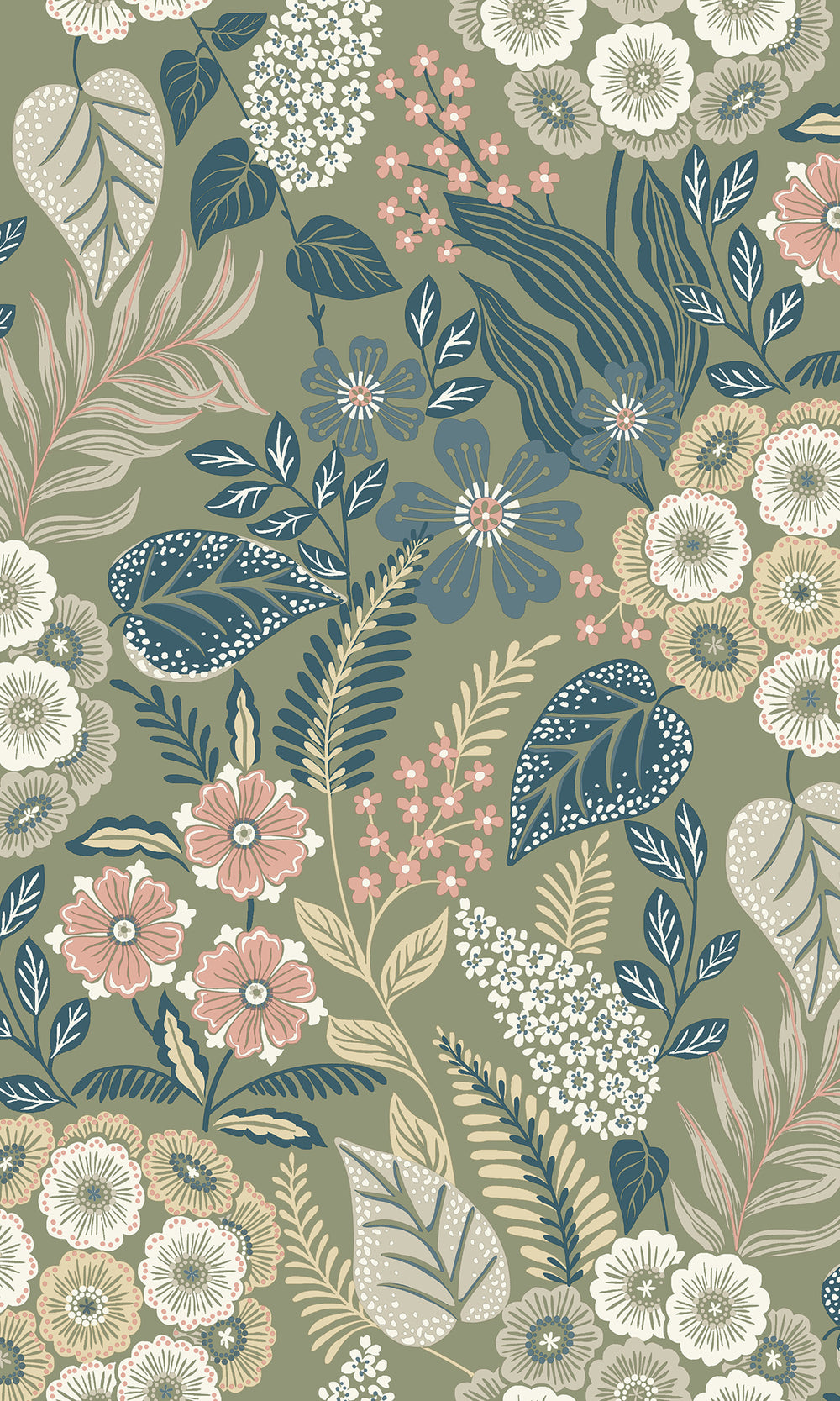 Bandicoot/William Blue Tropical Bouquet Wallpaper R9748