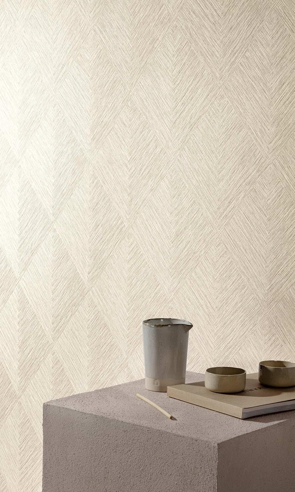 Beige Royal Tiled Basketweave Wallpaper R9778
