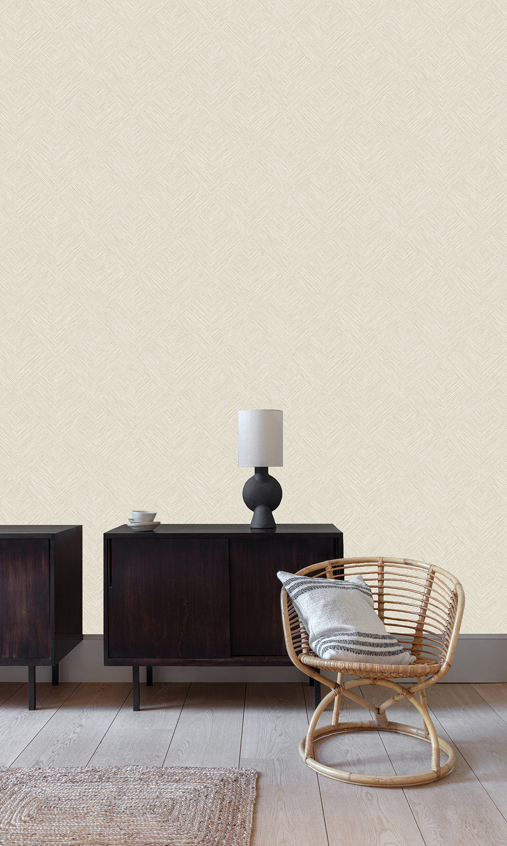 Beige Royal Tiled Basketweave Wallpaper R9778
