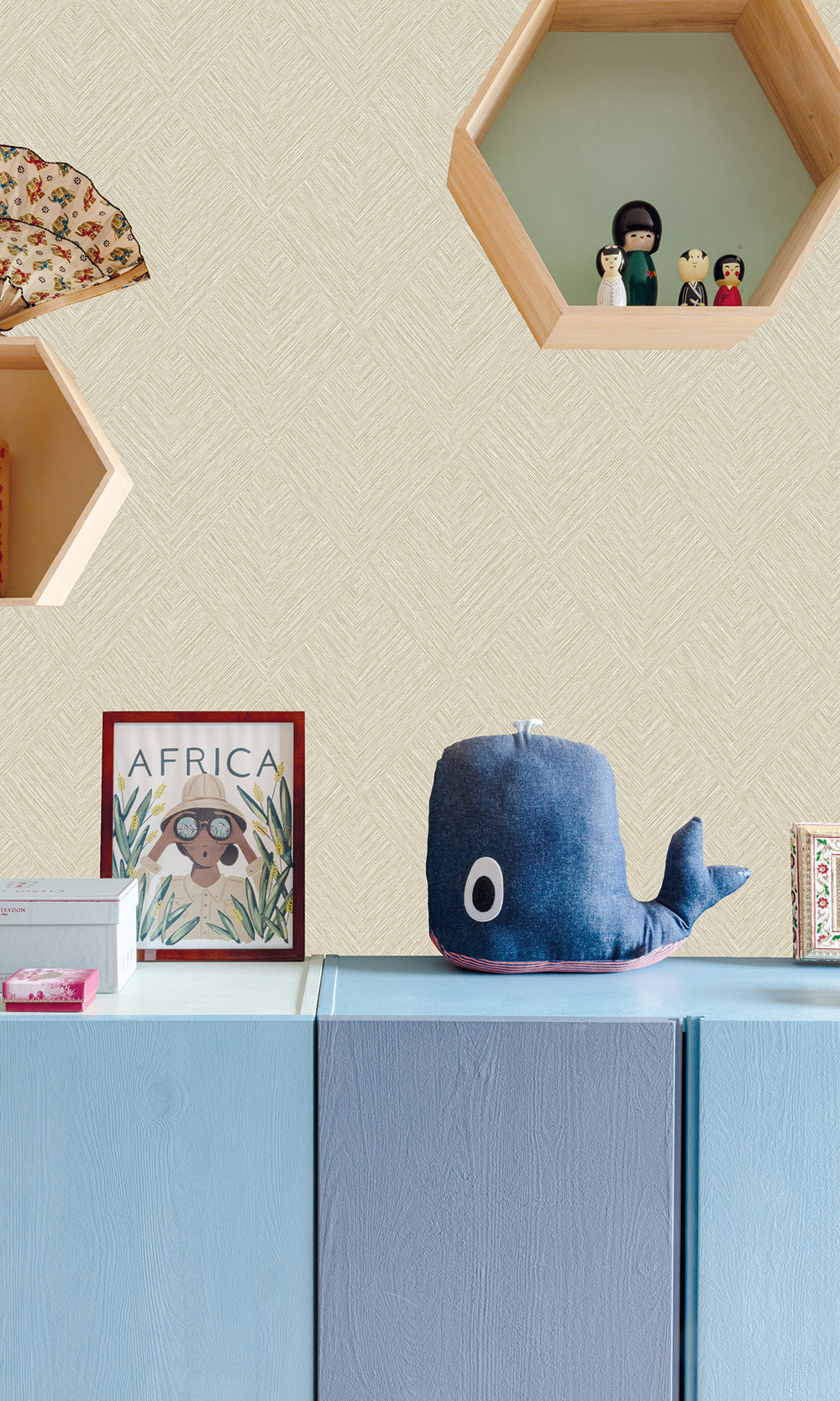 Almond Paste Tiled Basketweave Wallpaper R9780