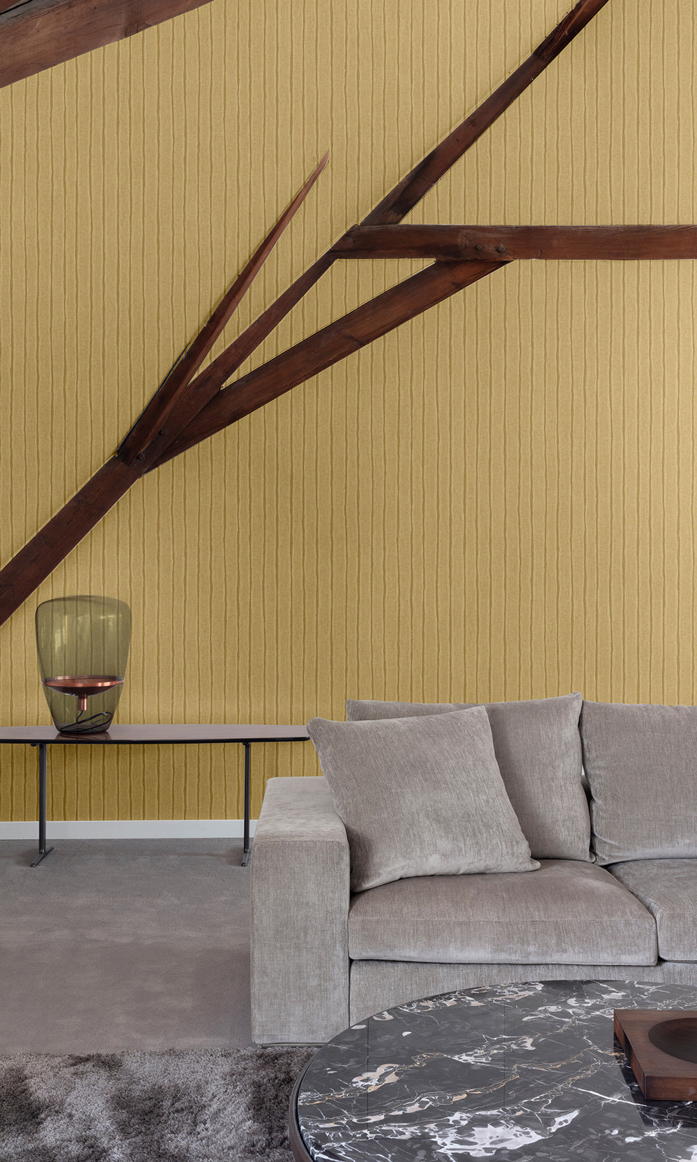 Antique Honey Uneven Stripe Wallpaper R9791