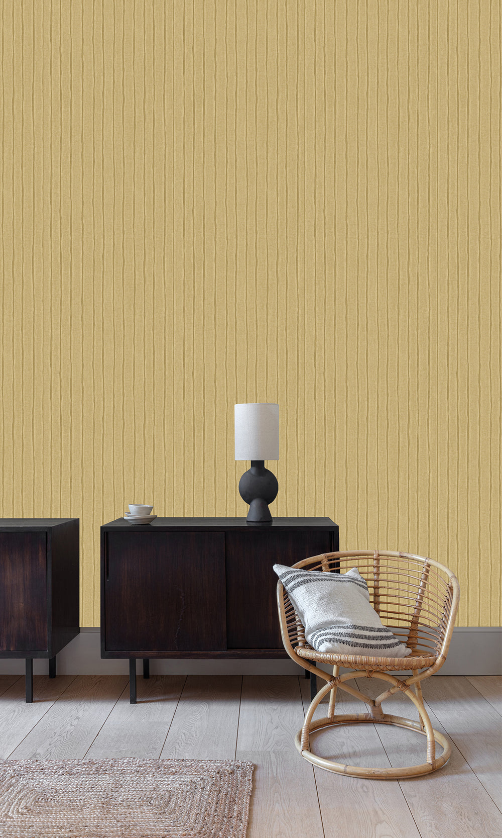 Antique Honey Uneven Stripe Wallpaper R9791