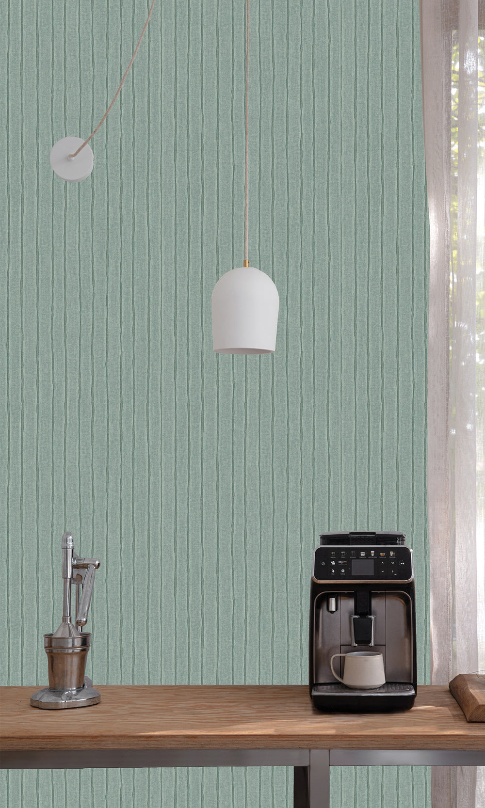 Spruce Shade Uneven Stripe Wallpaper R9792
