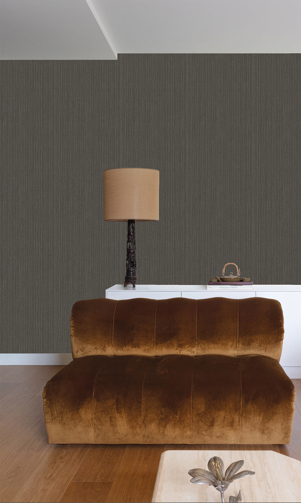 Deep Walnut Uneven Stripe Wallpaper R9794
