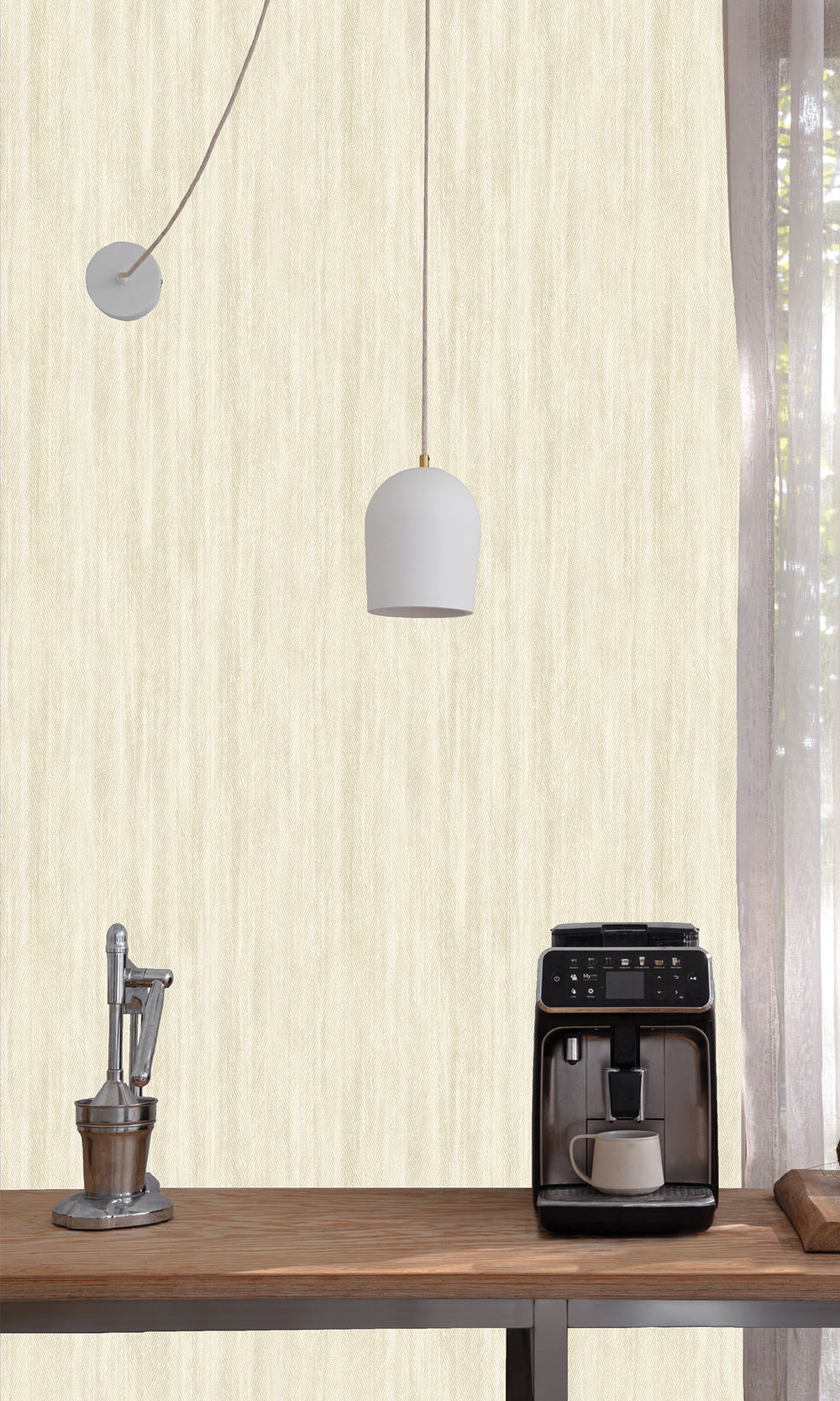 Sage-Beige Faux Wood Effect Wallpaper R9798