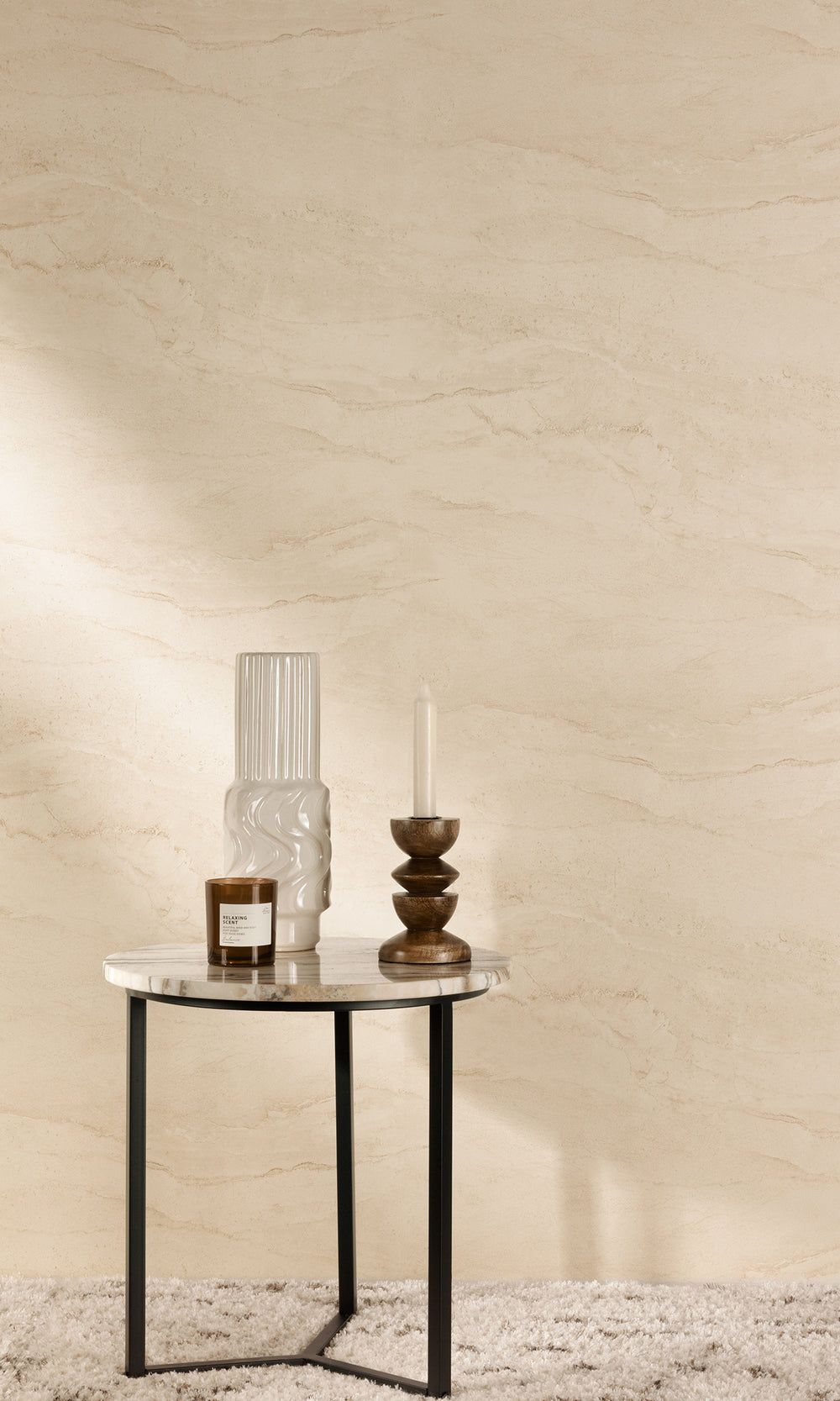 Seashell White Faux Marble Wallpaper R9799