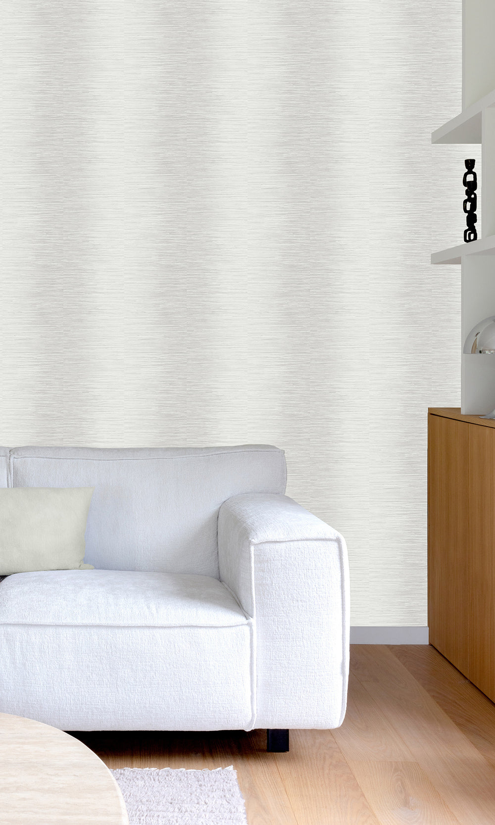 White Smoke Horizontal Candy Stripe Wallpaper R9806