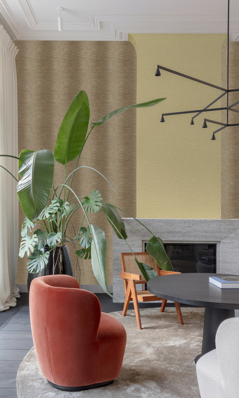 Beige Brown Horizontal Candy Stripe Wallpaper R9808