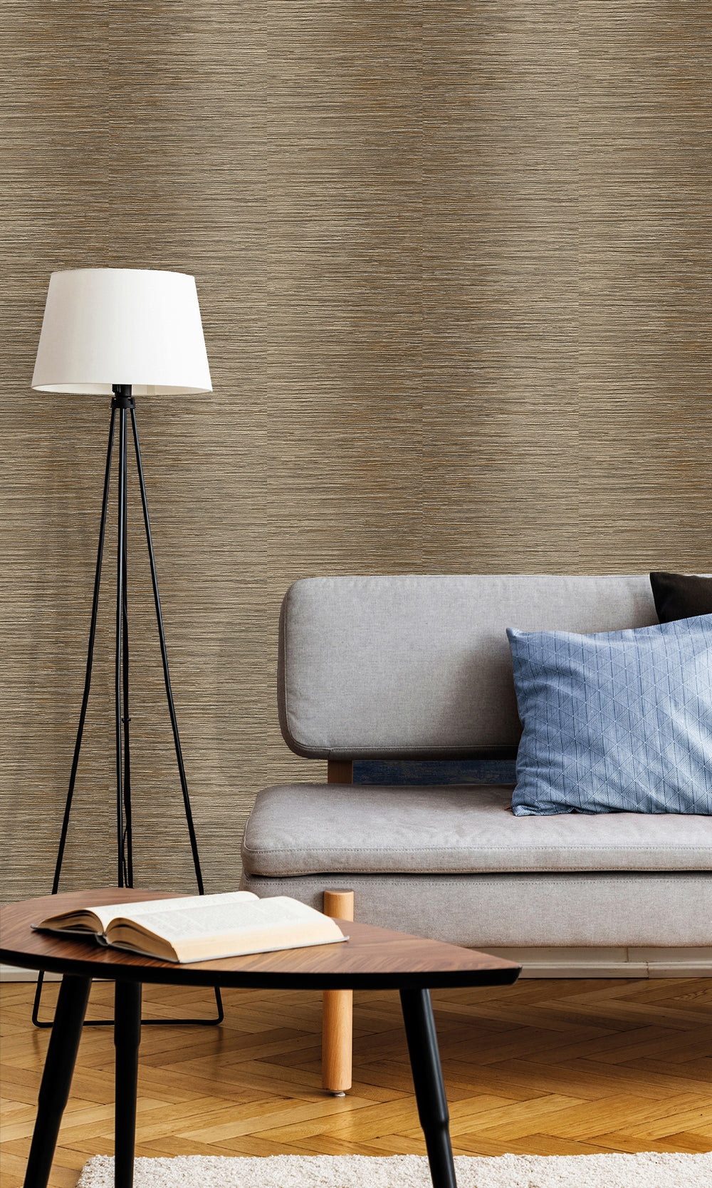 Beige Brown Horizontal Candy Stripe Wallpaper R9808