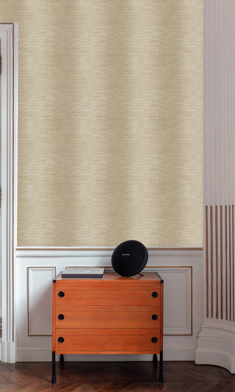 Light Caramel Brown Horizontal Candy Stripe Wallpaper R9809