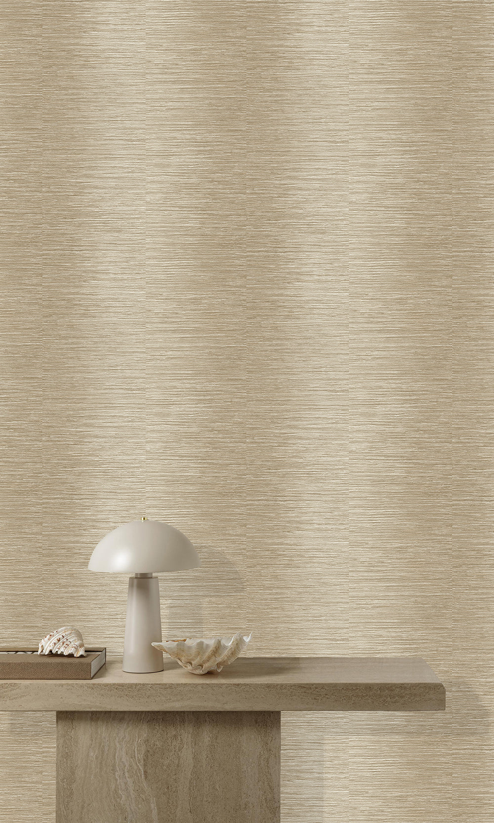 Light Caramel Brown Horizontal Candy Stripe Wallpaper R9809