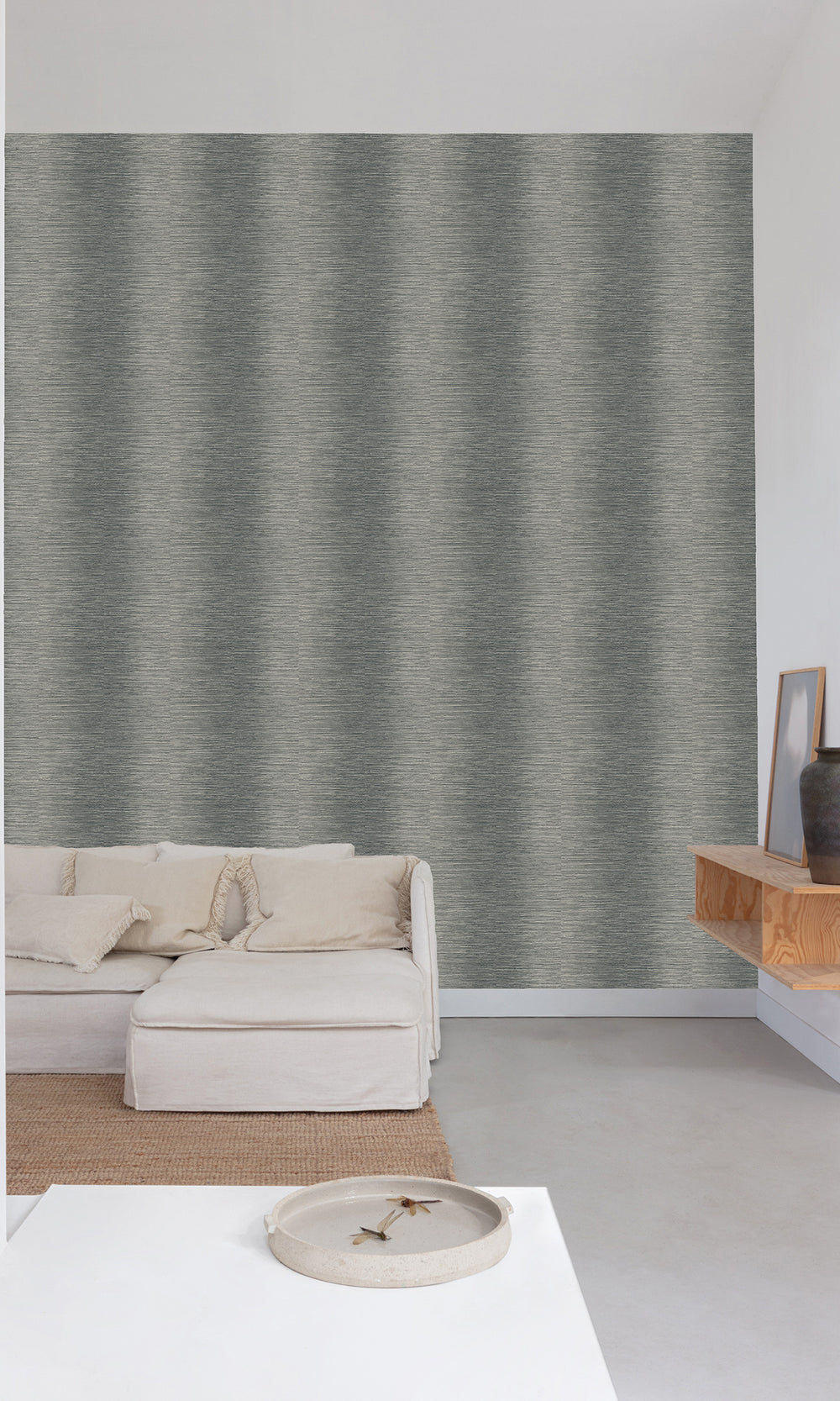 Charcoal Grey Horizontal Candy Stripe Wallpaper R9810