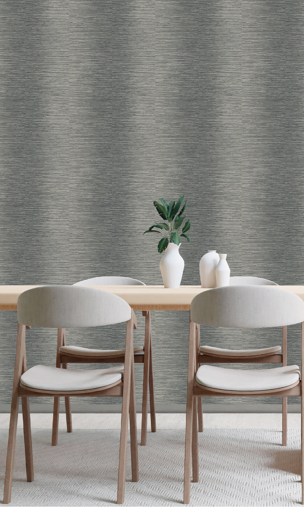 Charcoal Grey Horizontal Candy Stripe Wallpaper R9810