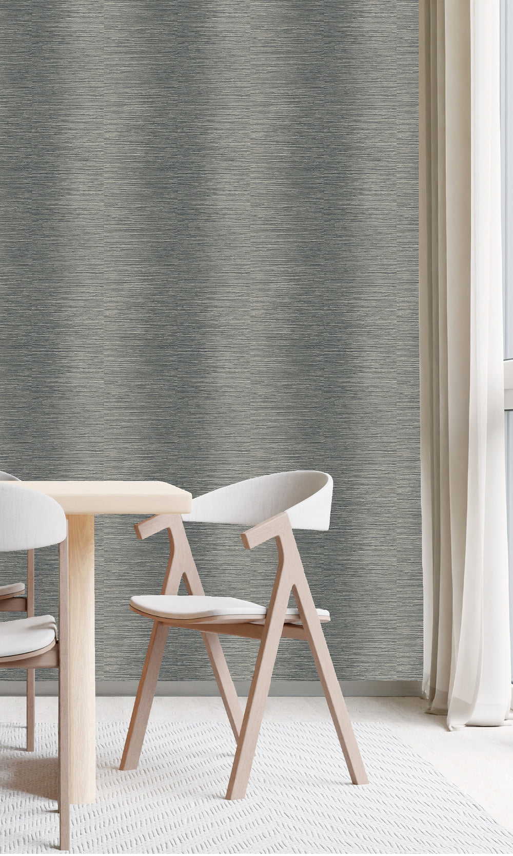 Charcoal Grey Horizontal Candy Stripe Wallpaper R9810