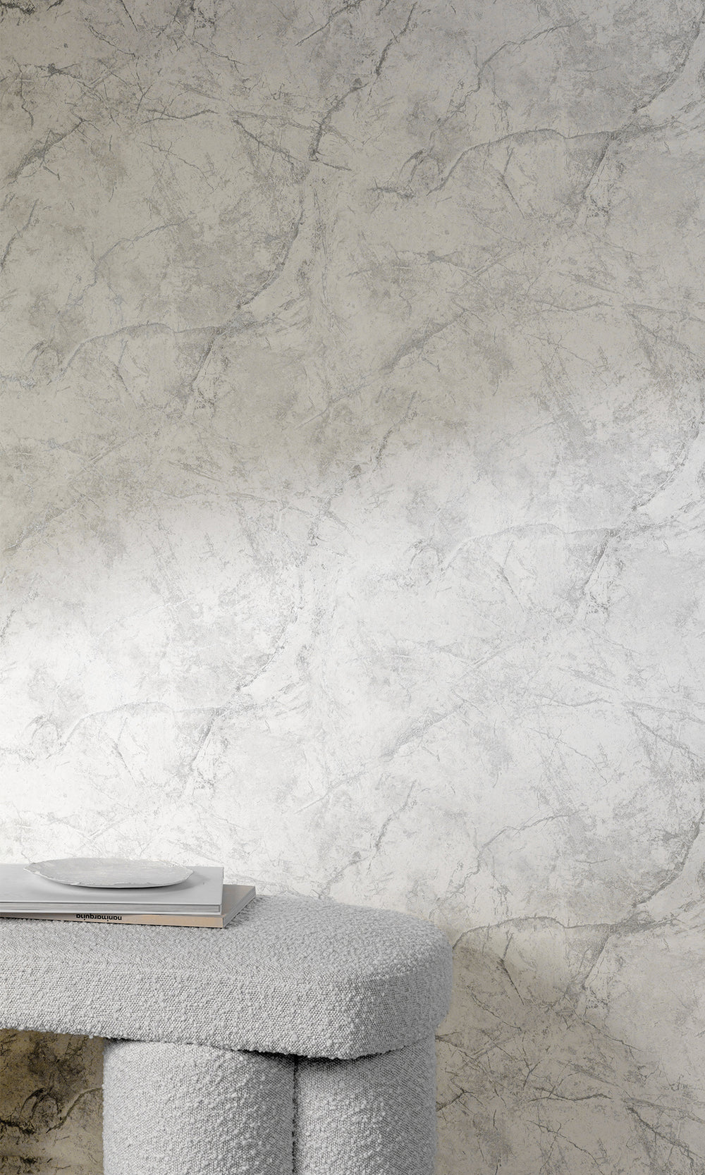 White Smoke Cracked Marble Wallpaper R9811