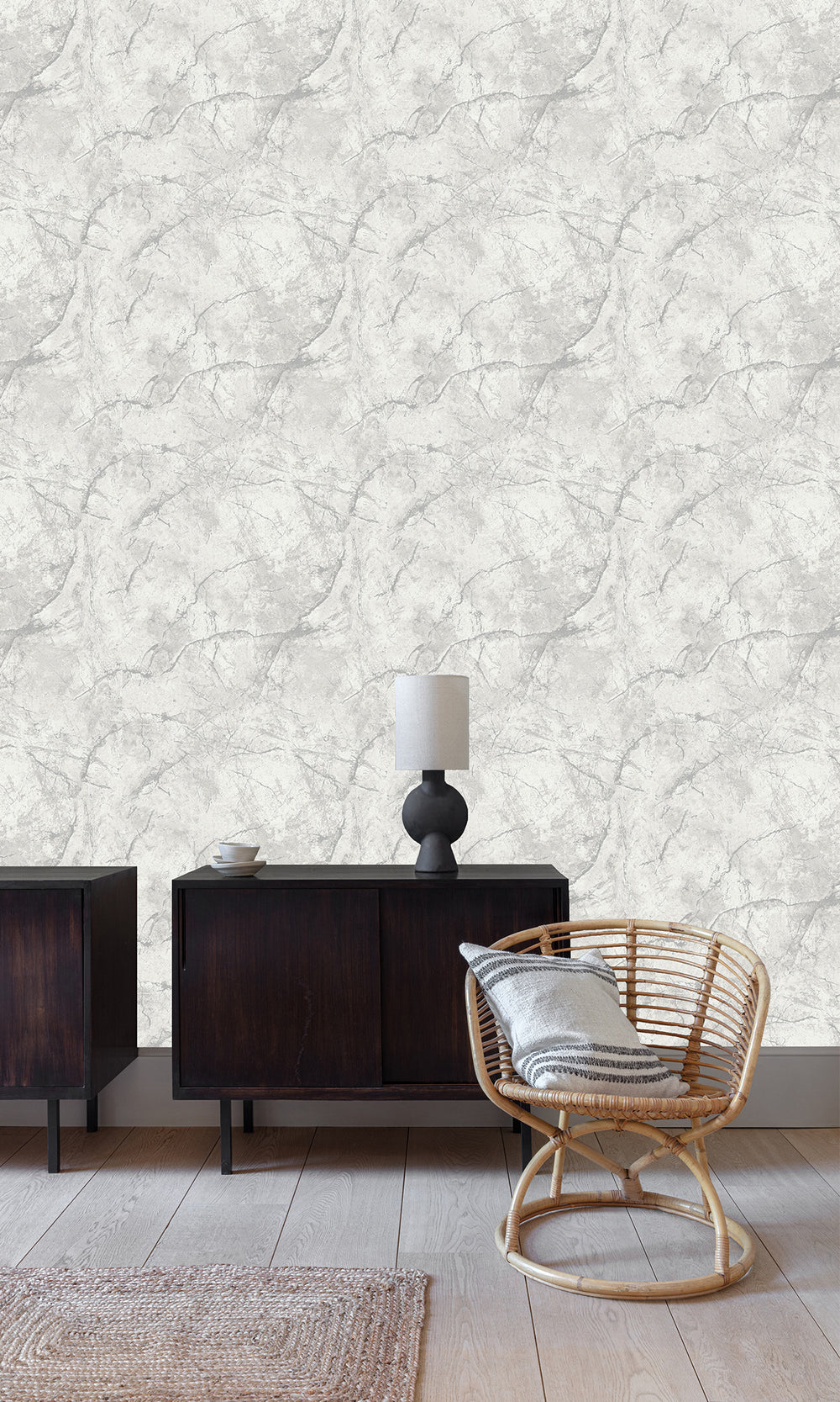 White Smoke Cracked Marble Wallpaper R9811