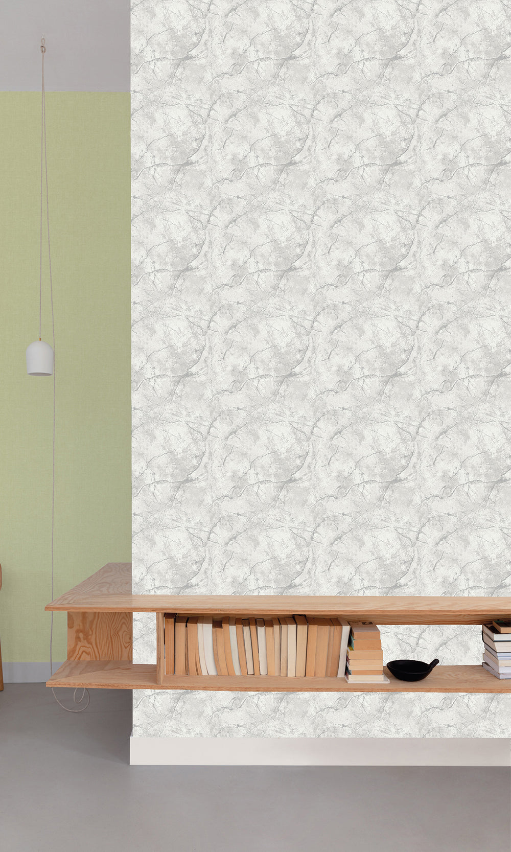 White Smoke Cracked Marble Wallpaper R9811