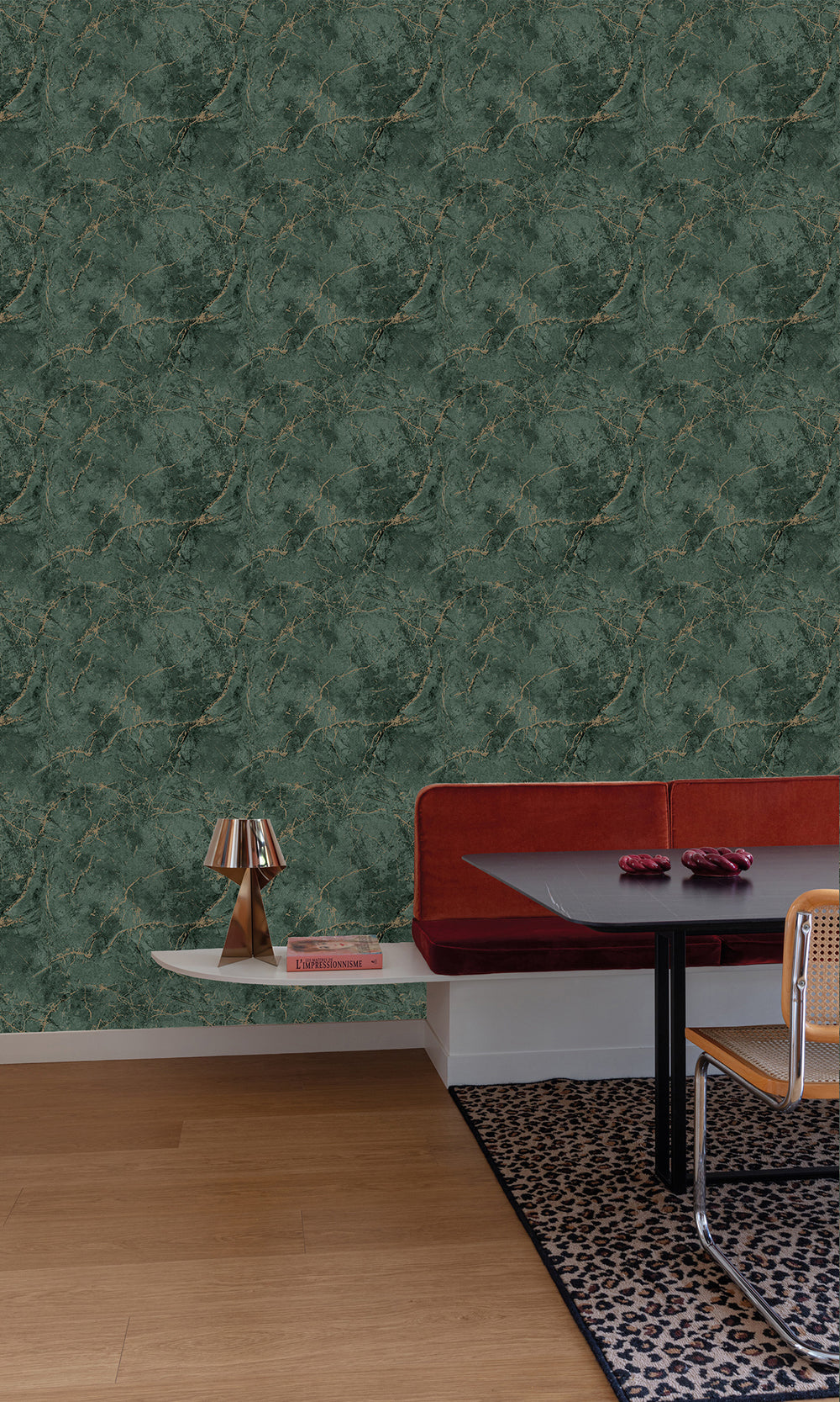 Dark Hunter Green Cracked Marble Wallpaper R9812